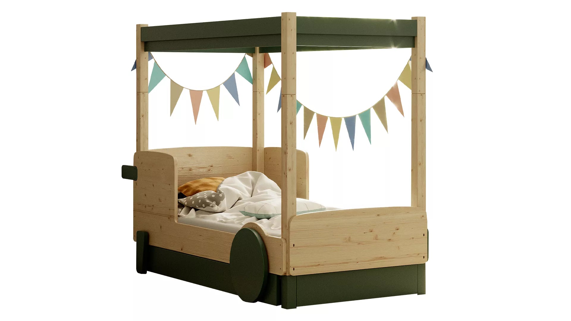 fond blanc lit montessori baldaquin avec tiroir