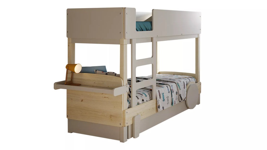 fond blanc lit montessori superpose avec tiroir