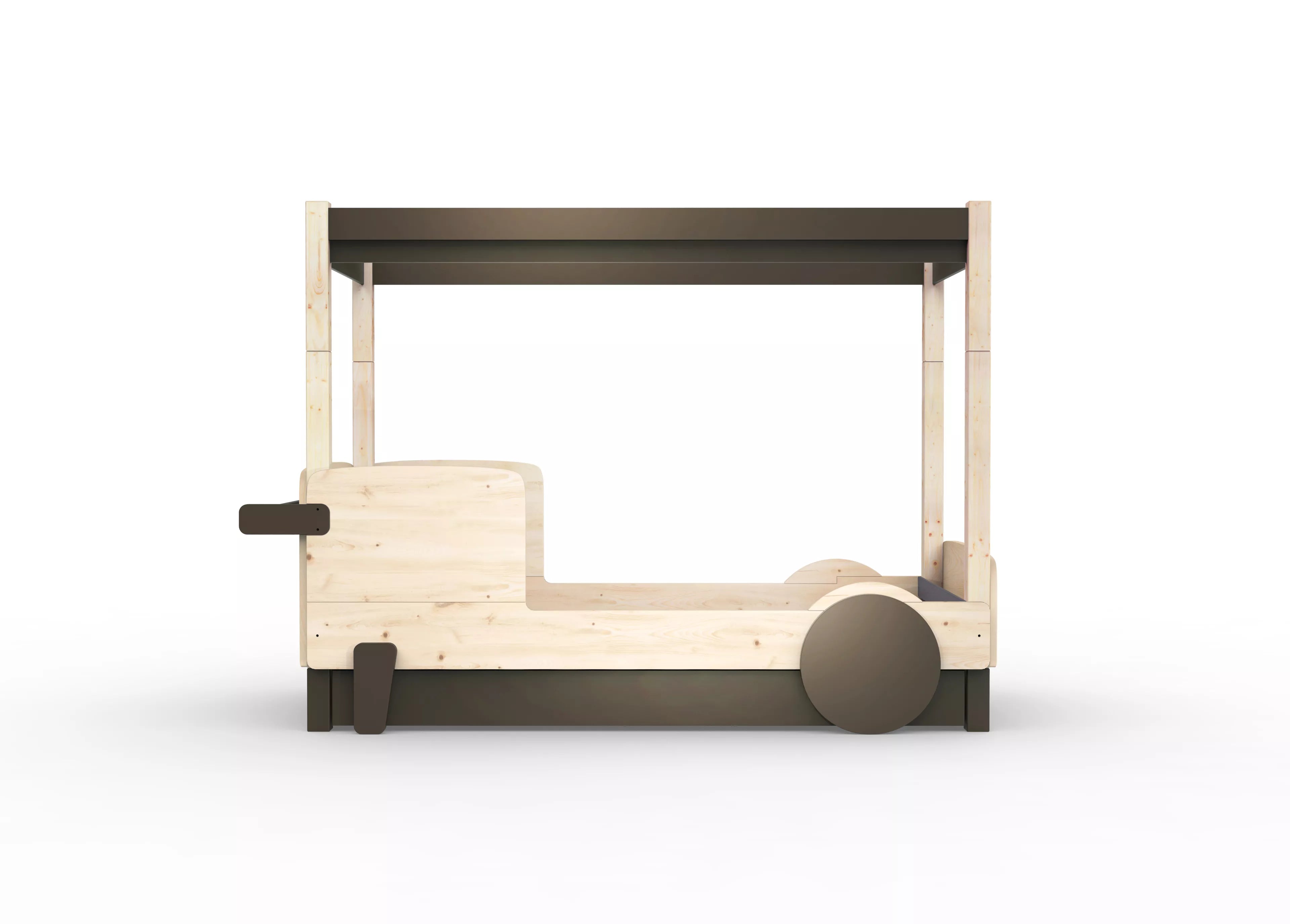 lit baldaquin en bois massif artichaut avec tiroir