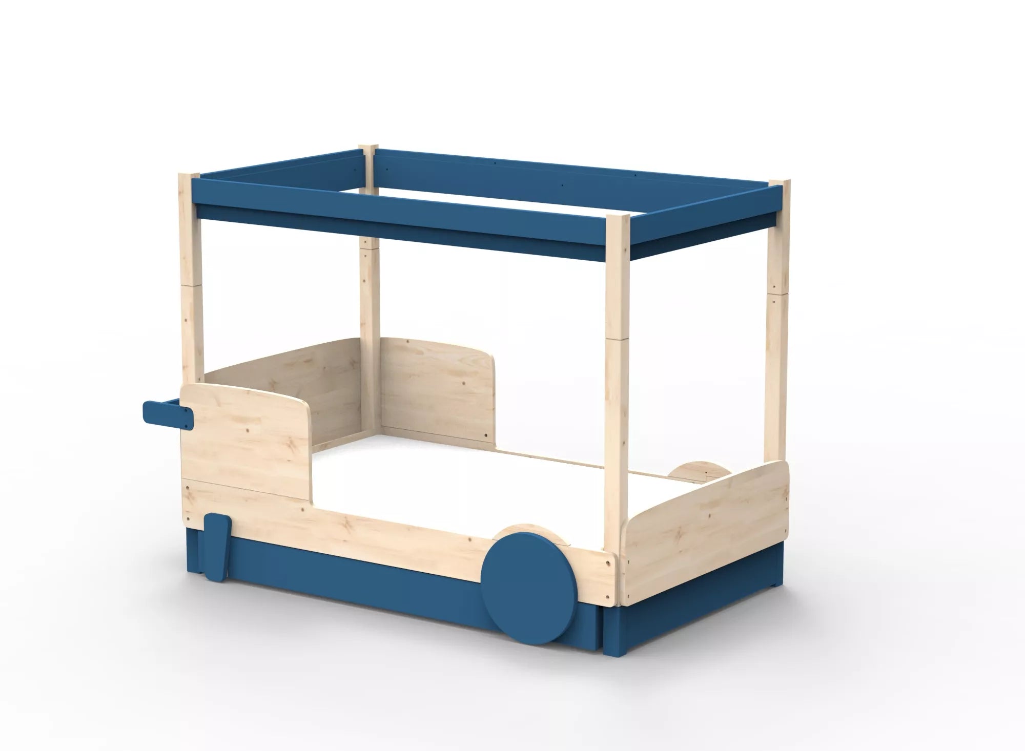 Lit Montessori baldaquin avec tiroir en bois massif - Éveil