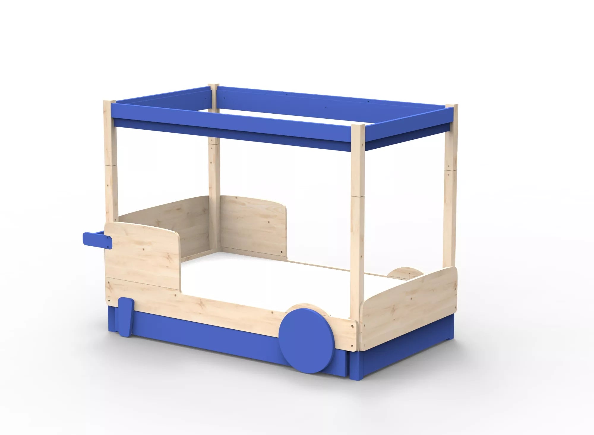 Lit Montessori baldaquin avec tiroir en bois massif - Éveil