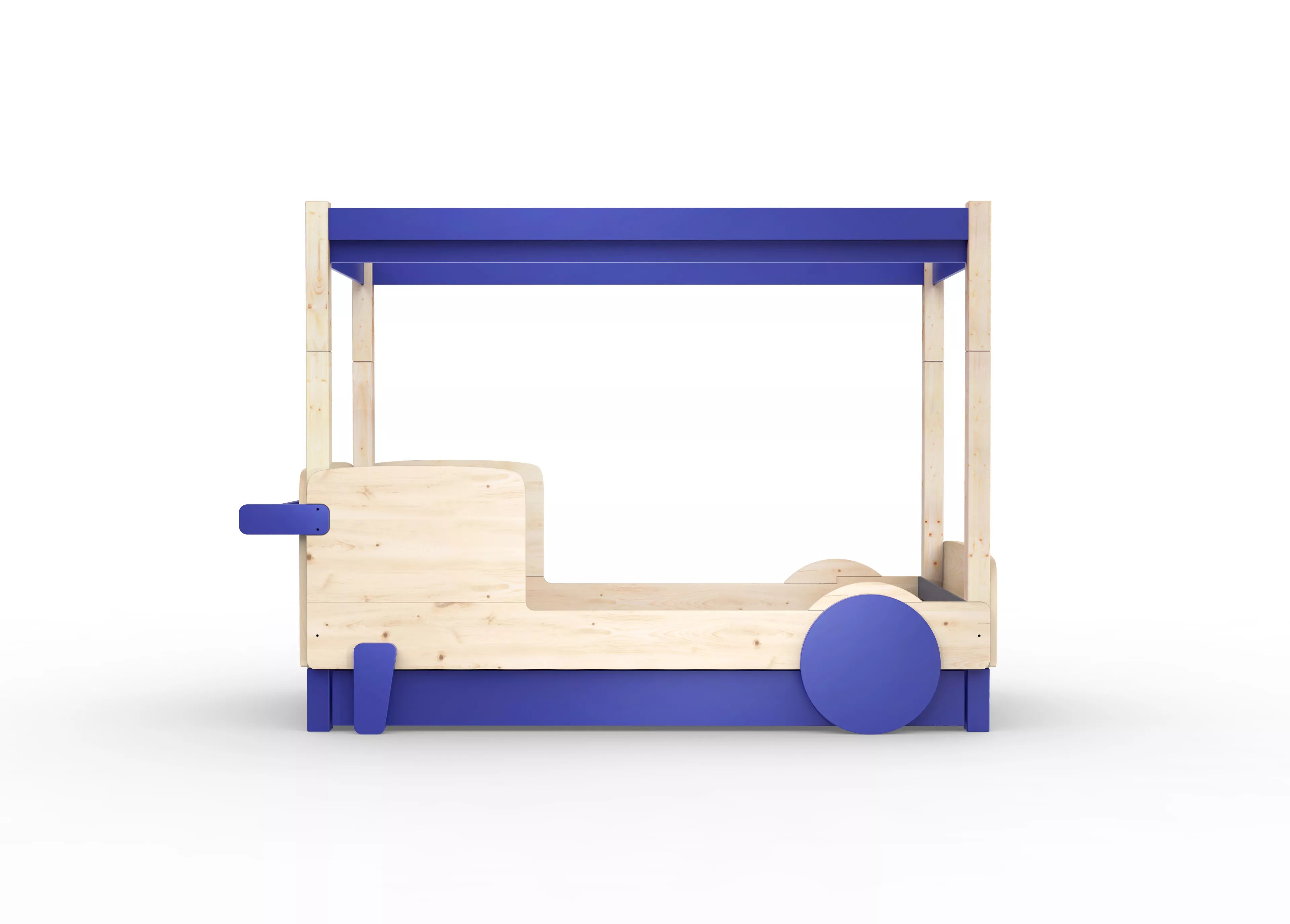 lit baldaquin en bois massif bleu marseille avec tiroir