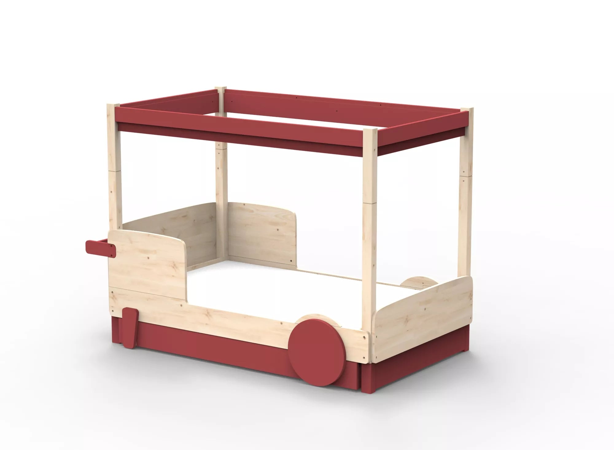 Lit Montessori baldaquin avec tiroir en bois massif - Éveil