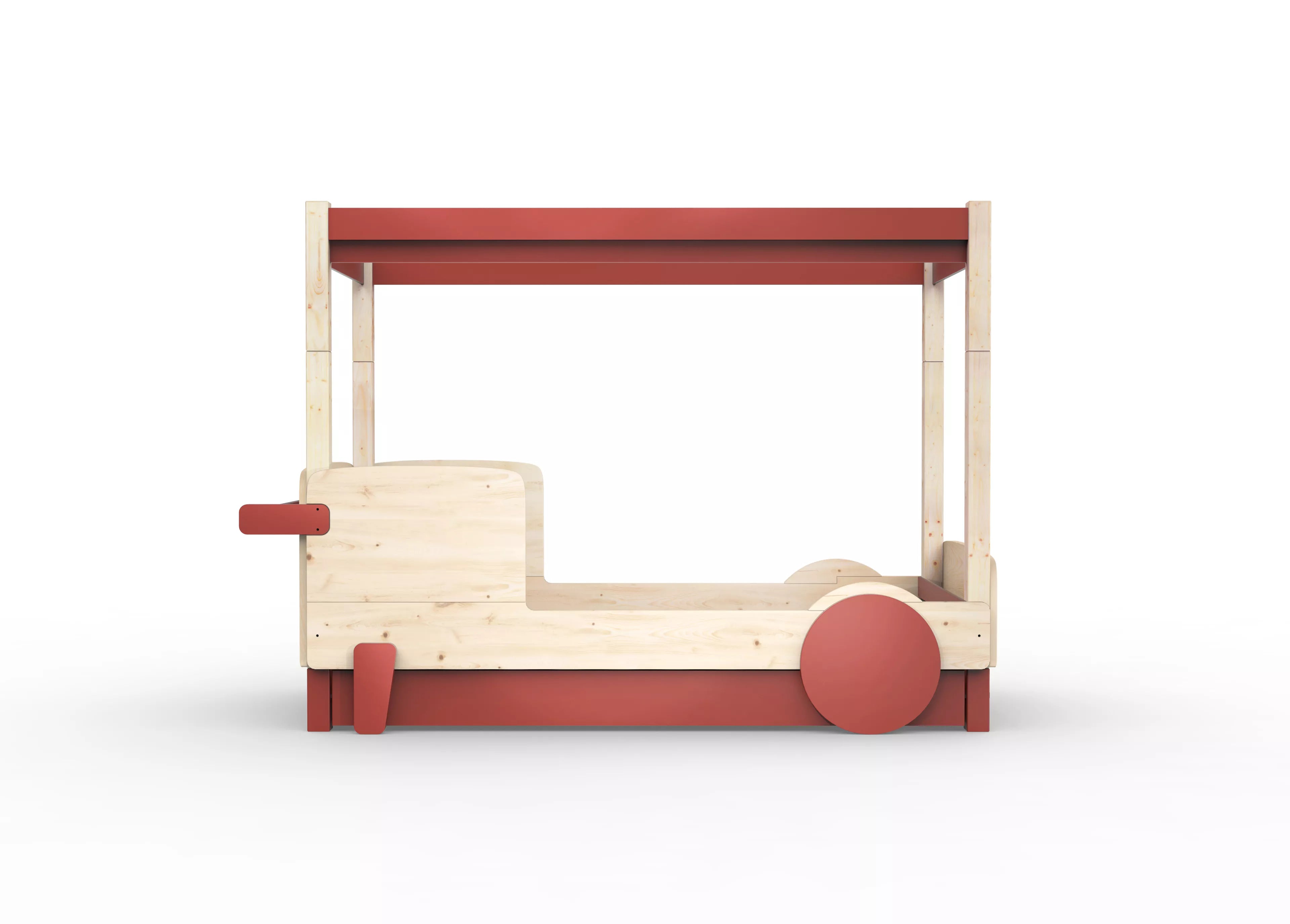 lit baldaquin en bois massif marsala avec tiroir