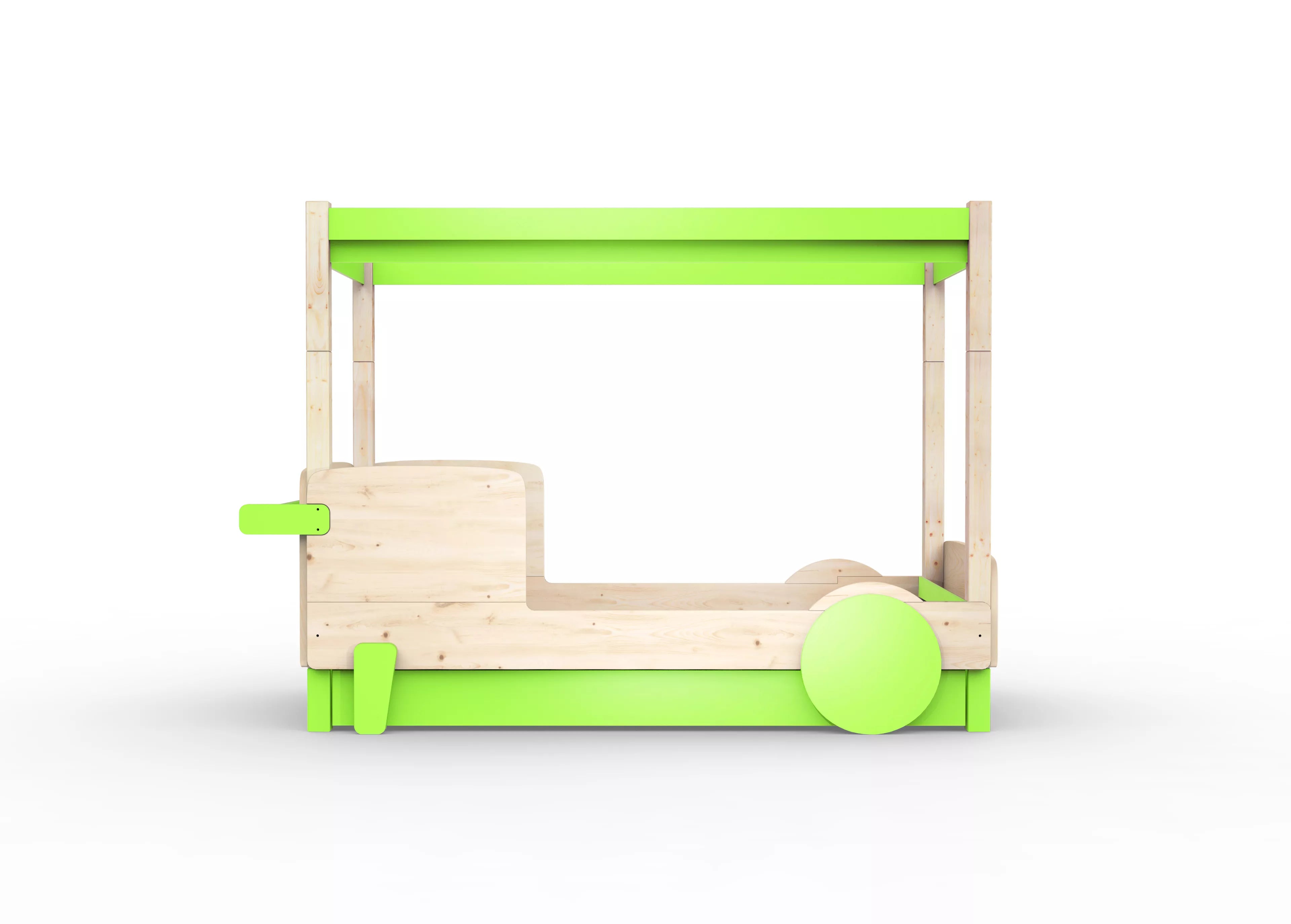 lit baldaquin en bois massif vert pomme avec tiroir