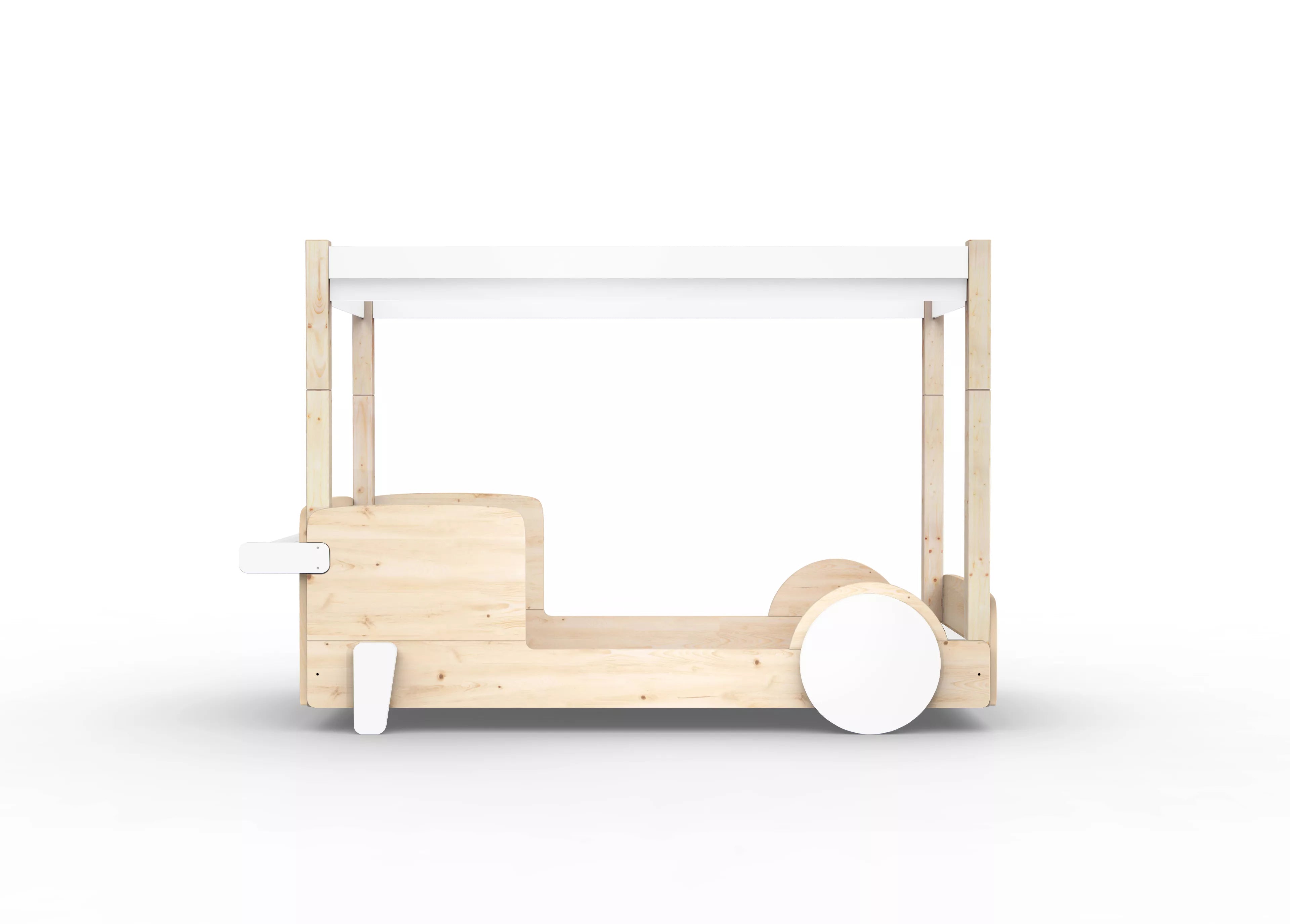 lit baldaquin en bois massif blanc sans tiroir