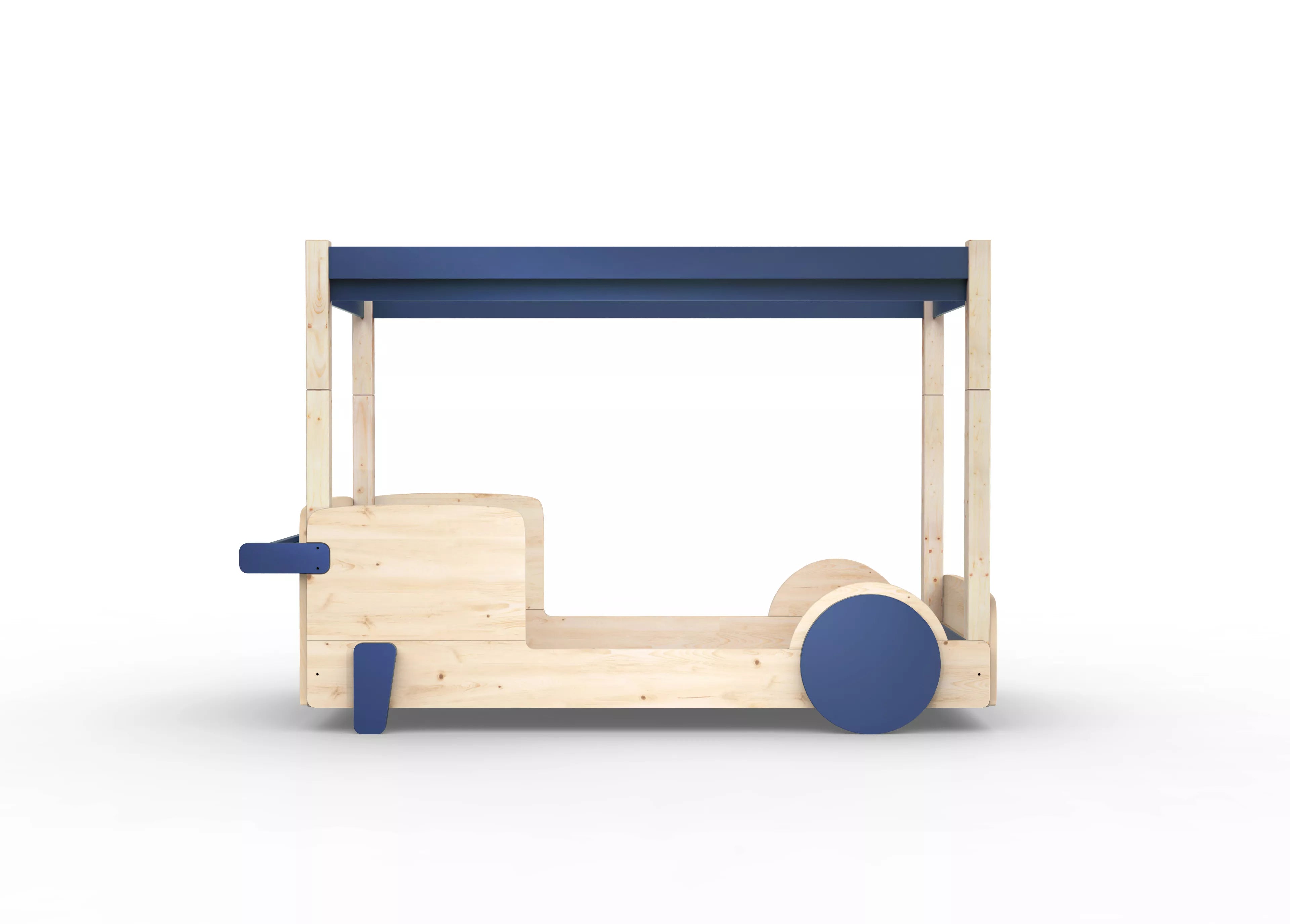 lit baldaquin en bois massif bleu atlantic sans tiroir