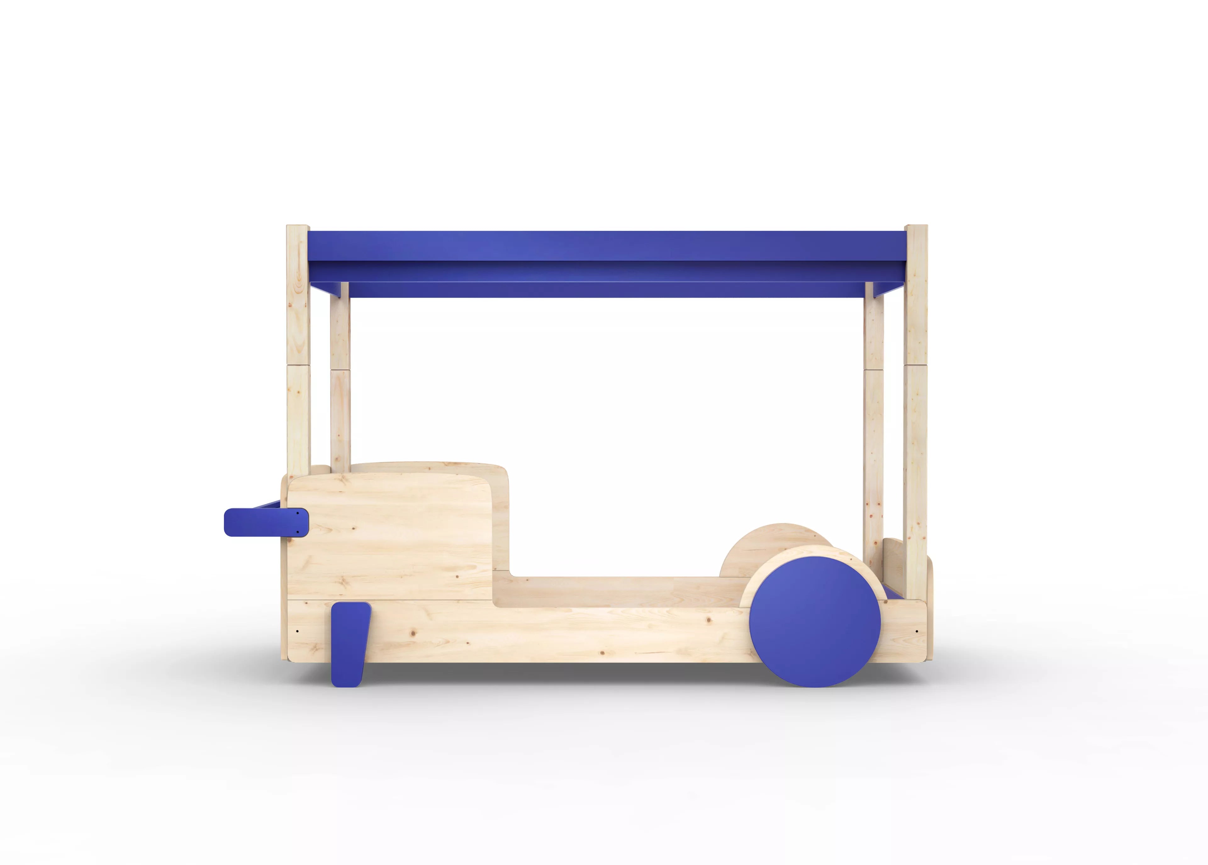 lit baldaquin en bois massif bleu marseille sans tiroir