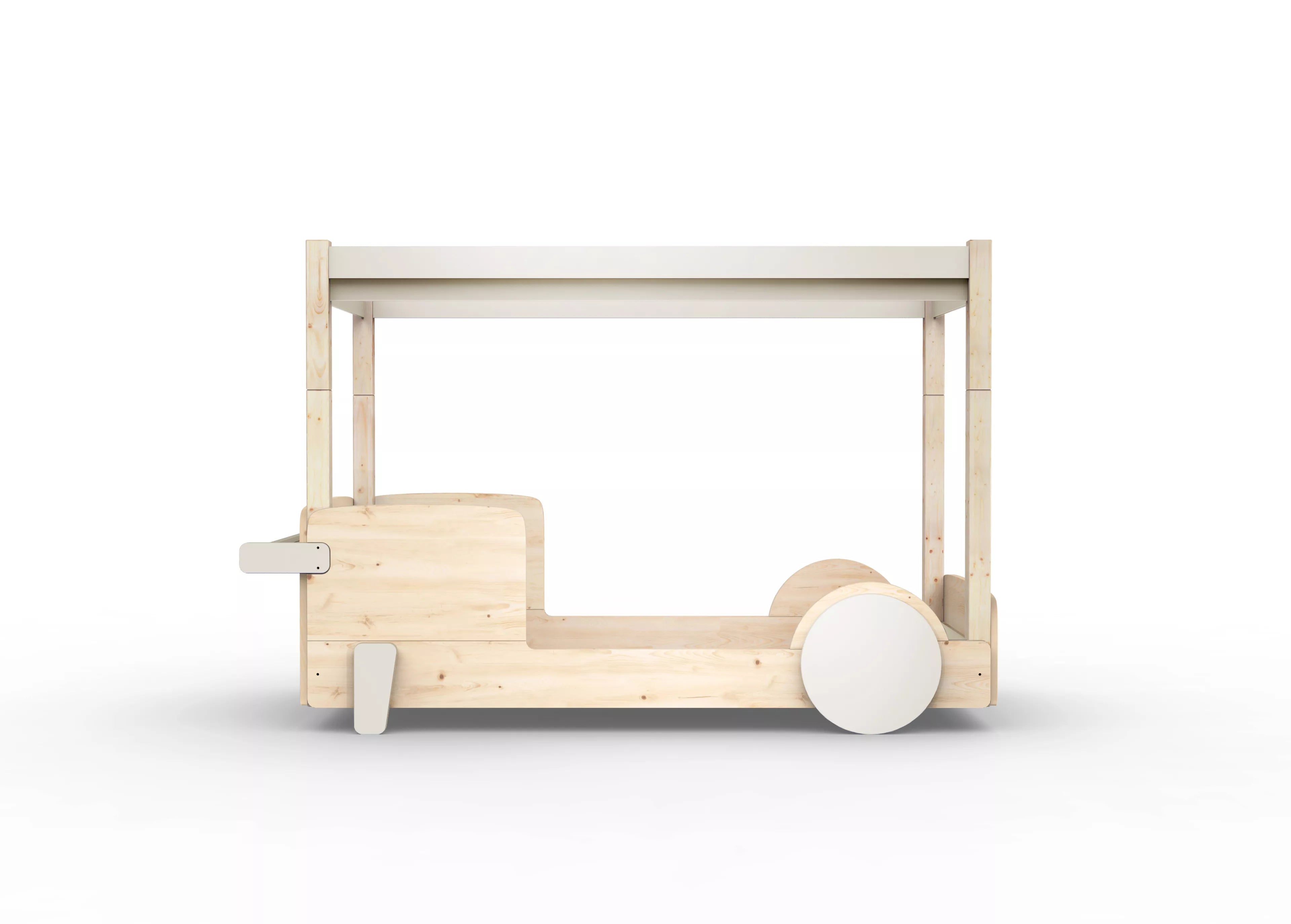 lit baldaquin en bois massif greige sans tiroir