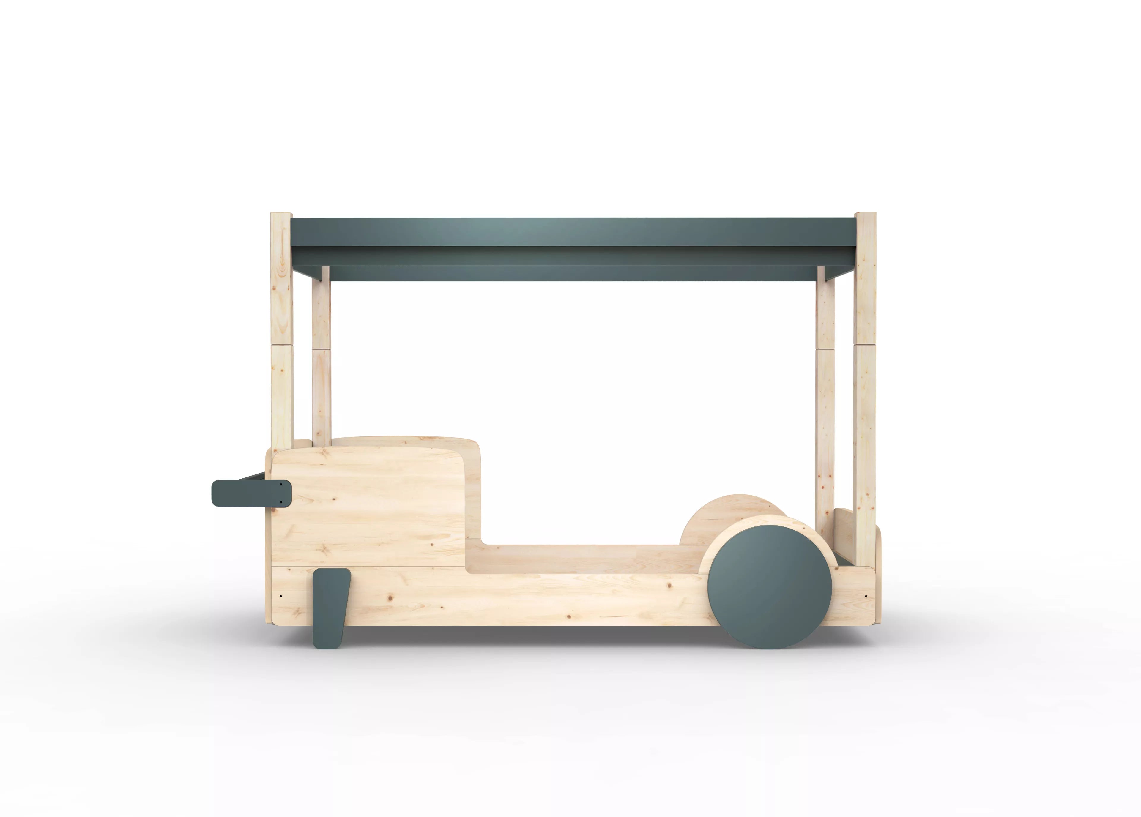 lit baldaquin en bois massif gris orage sans tiroir