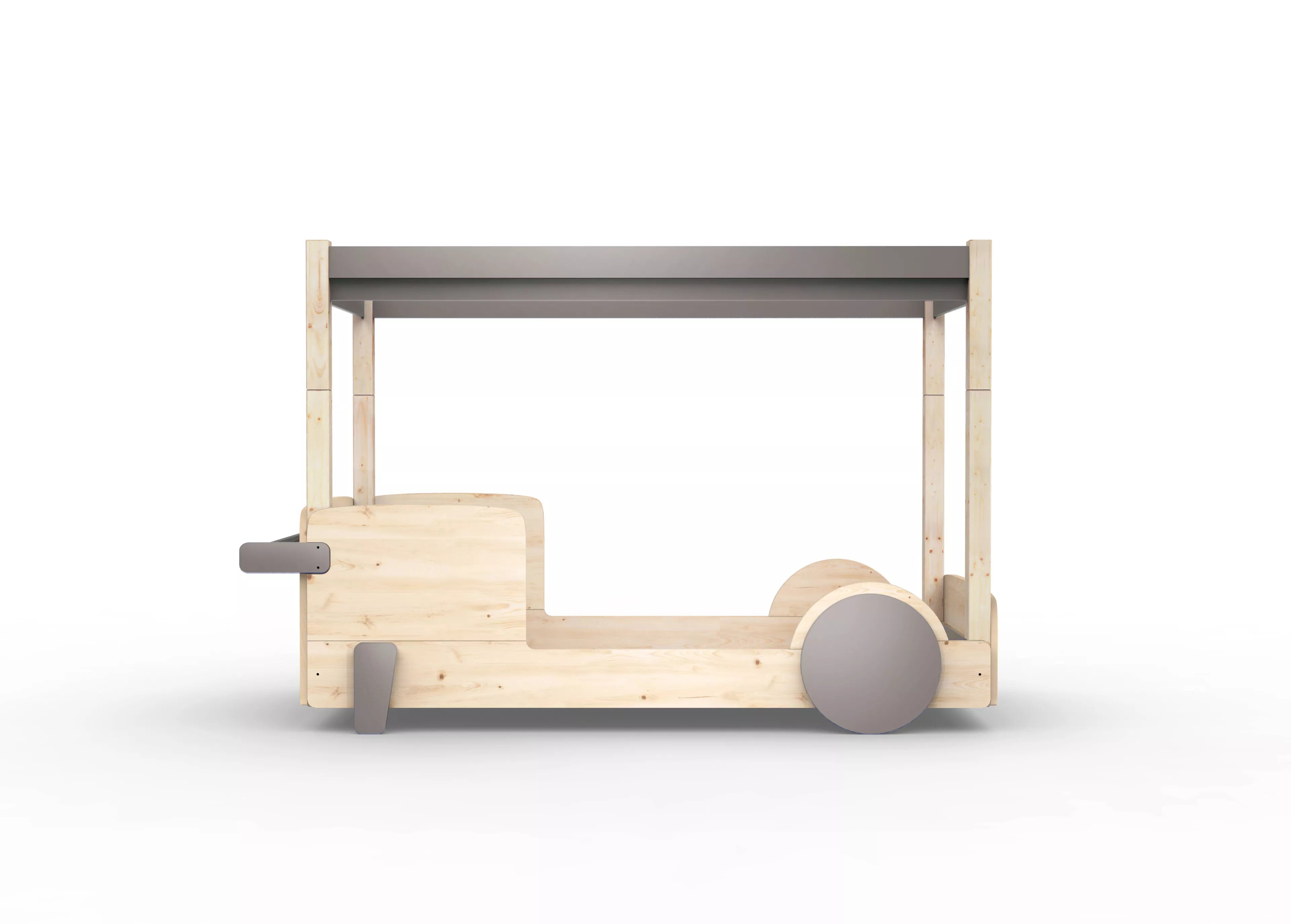 lit baldaquin en bois massif couleur lin sans tiroir