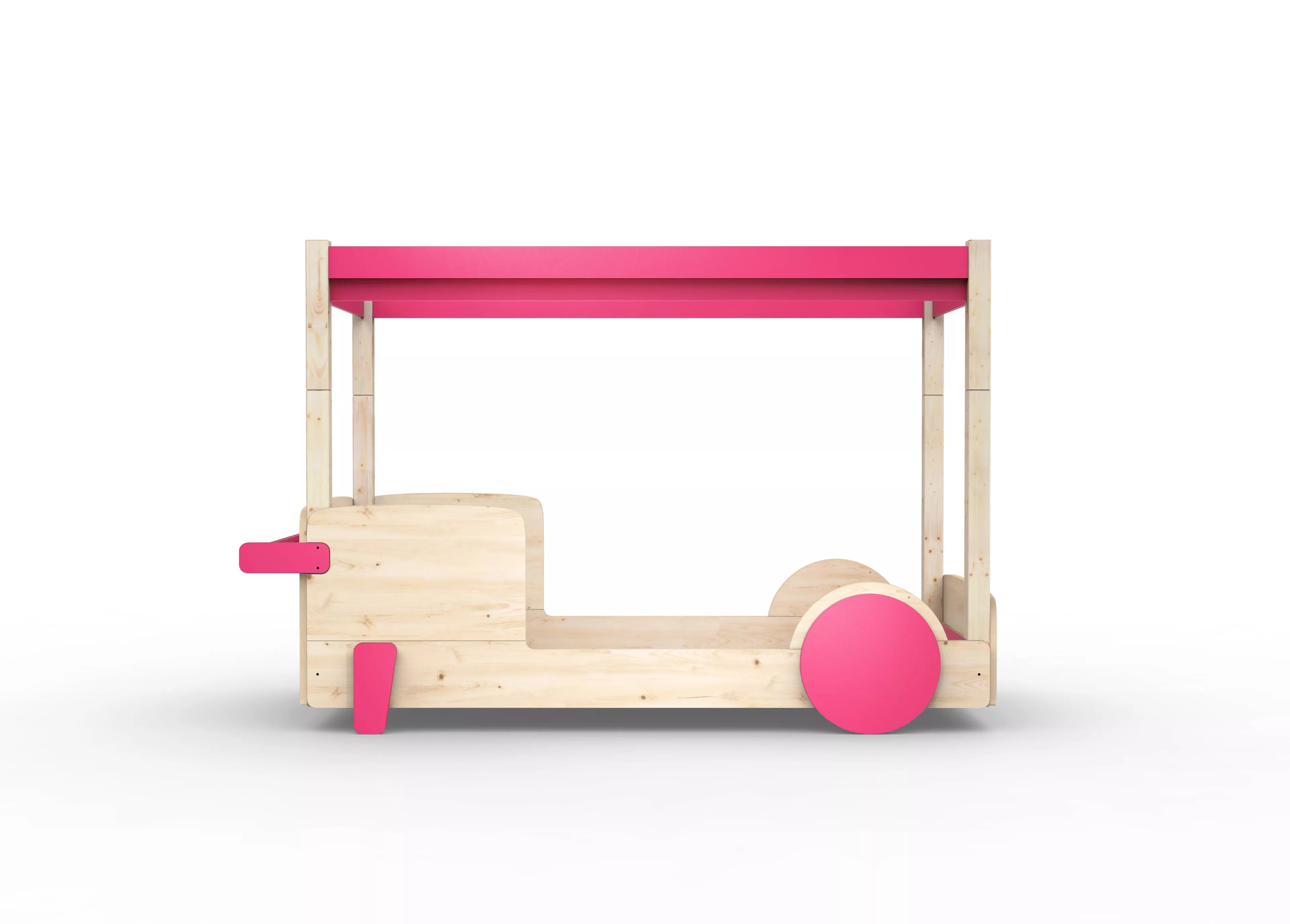 lit baldaquin en bois massif rose ete sans tiroir