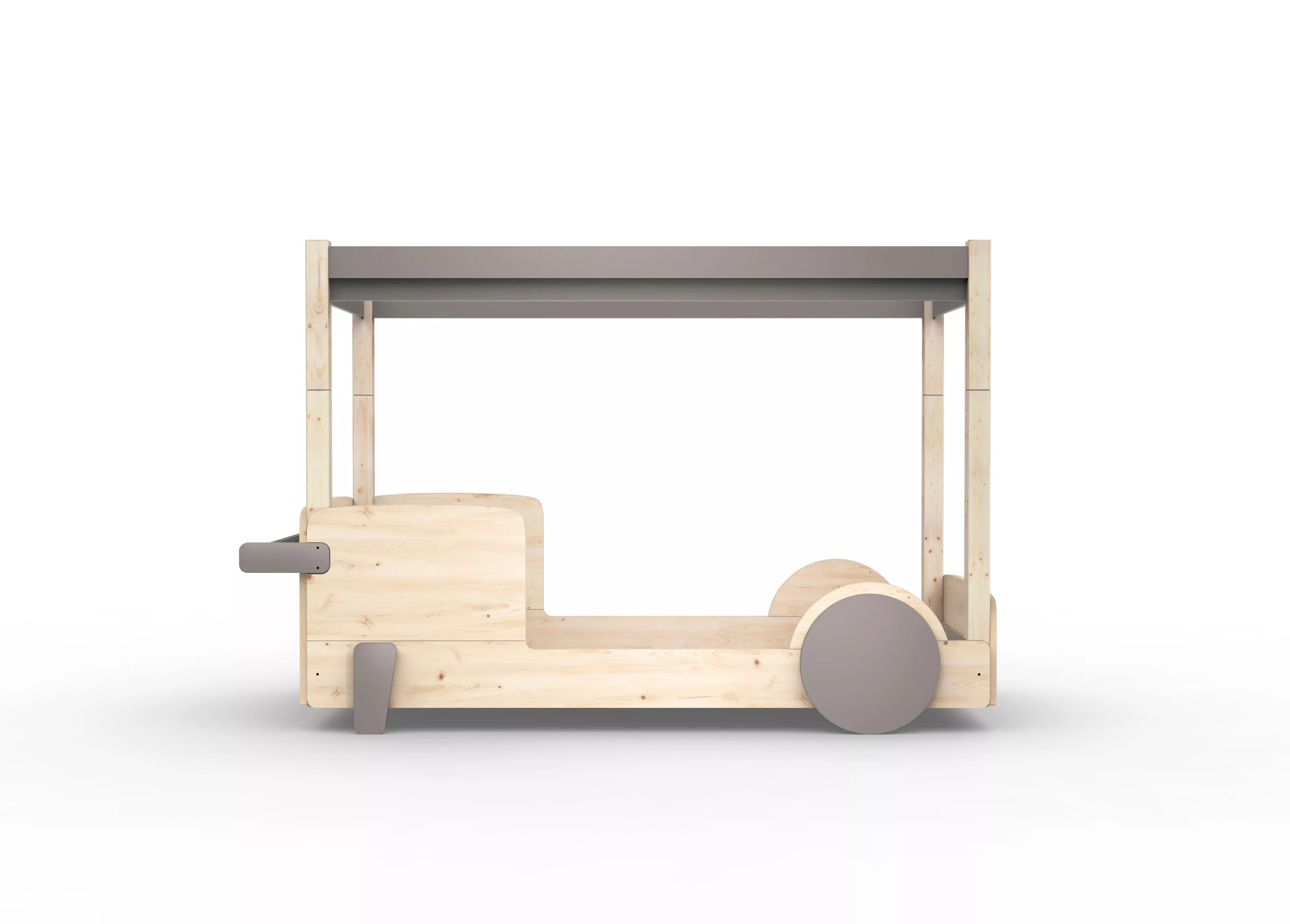 lit baldaquin en bois massif taupe sans tiroir