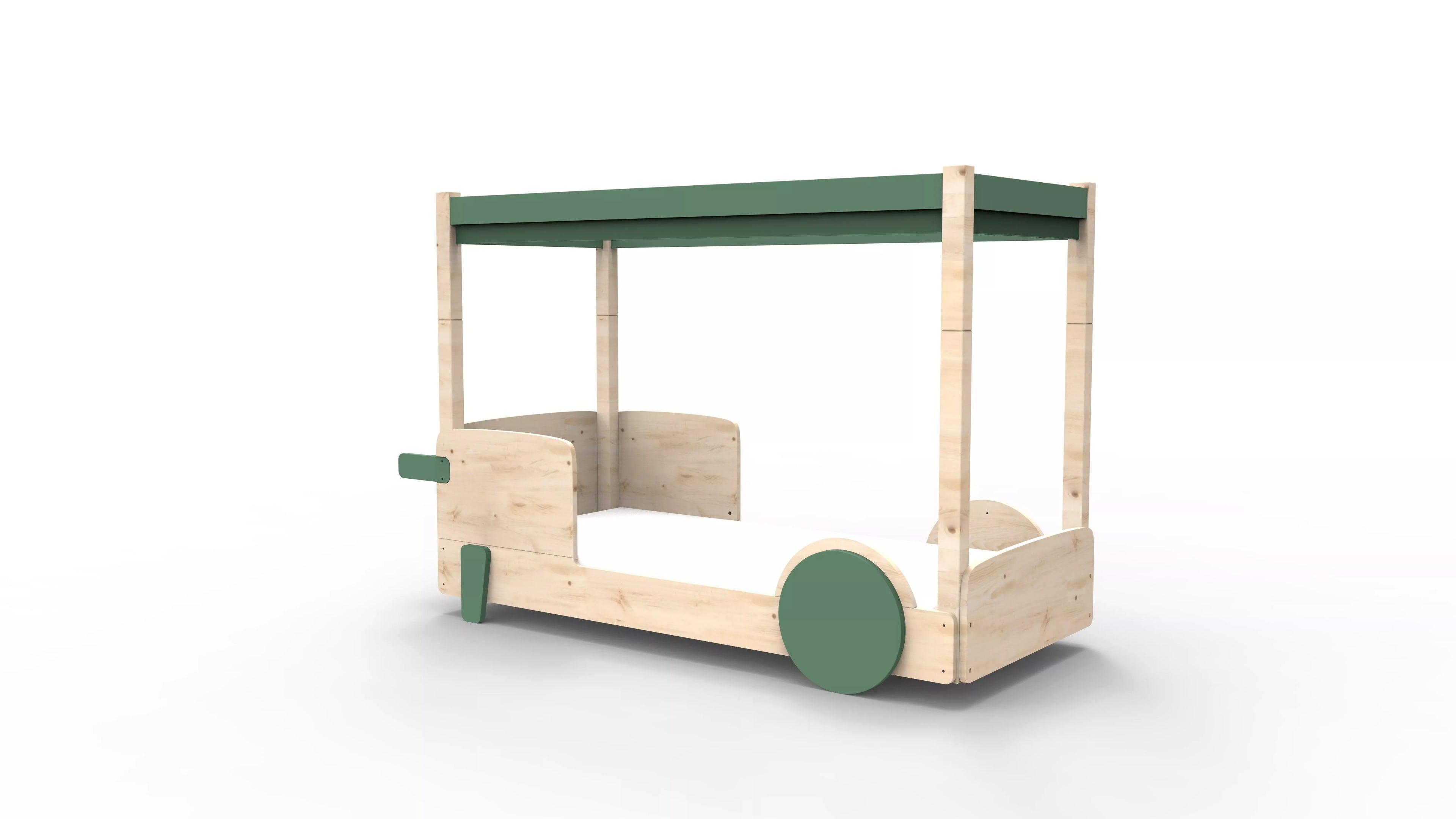 lit baldaquin en bois massif vert jungle sans tiroir