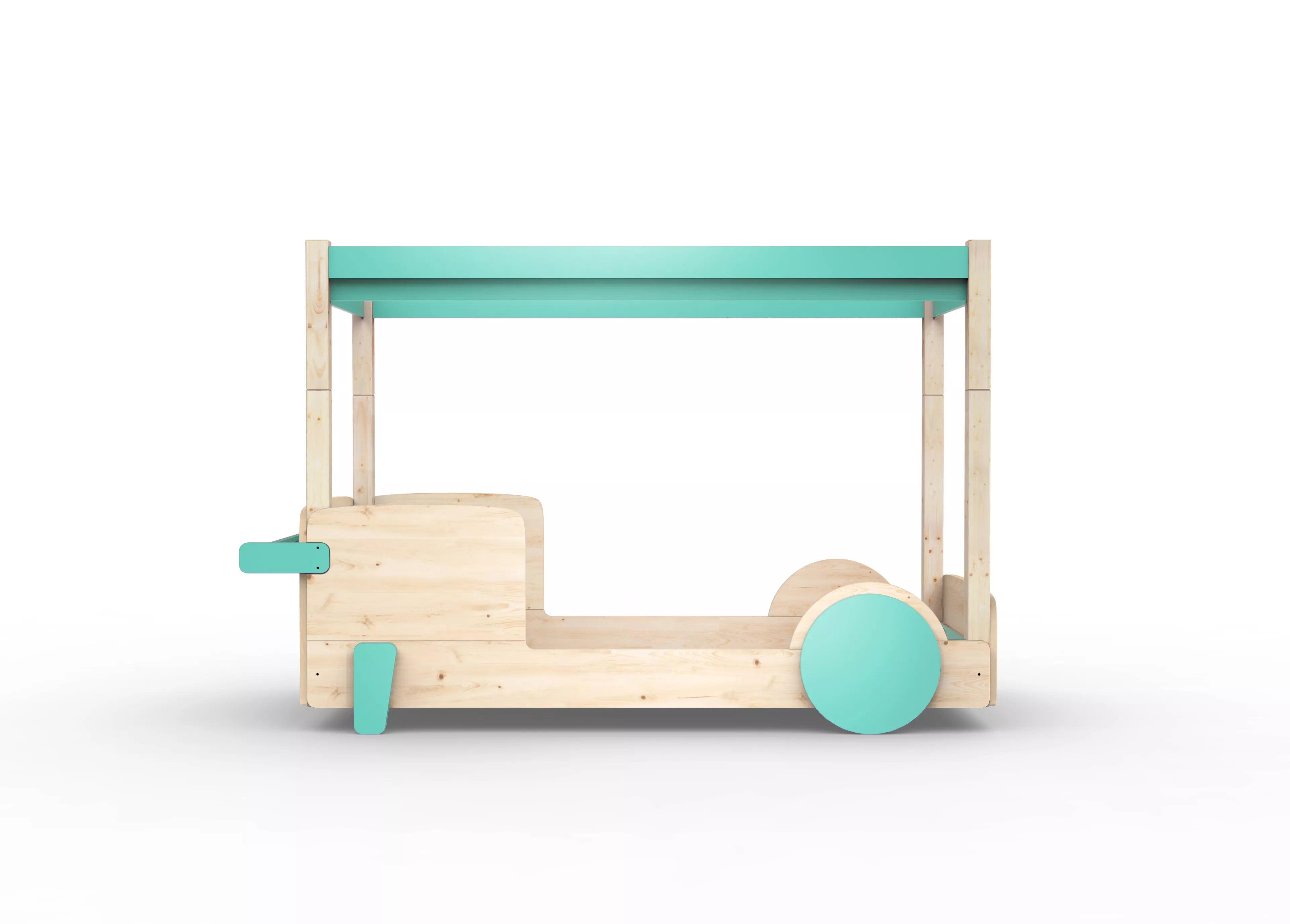 lit baldaquin en bois massif vert leger sans tiroir