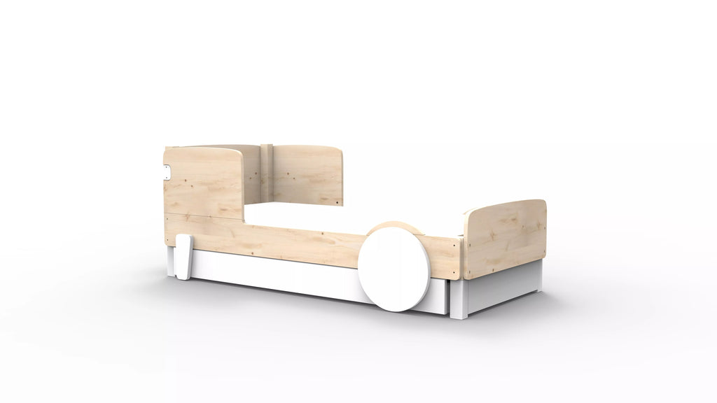 lit montessori simple en bois massif blanc avec tiroir