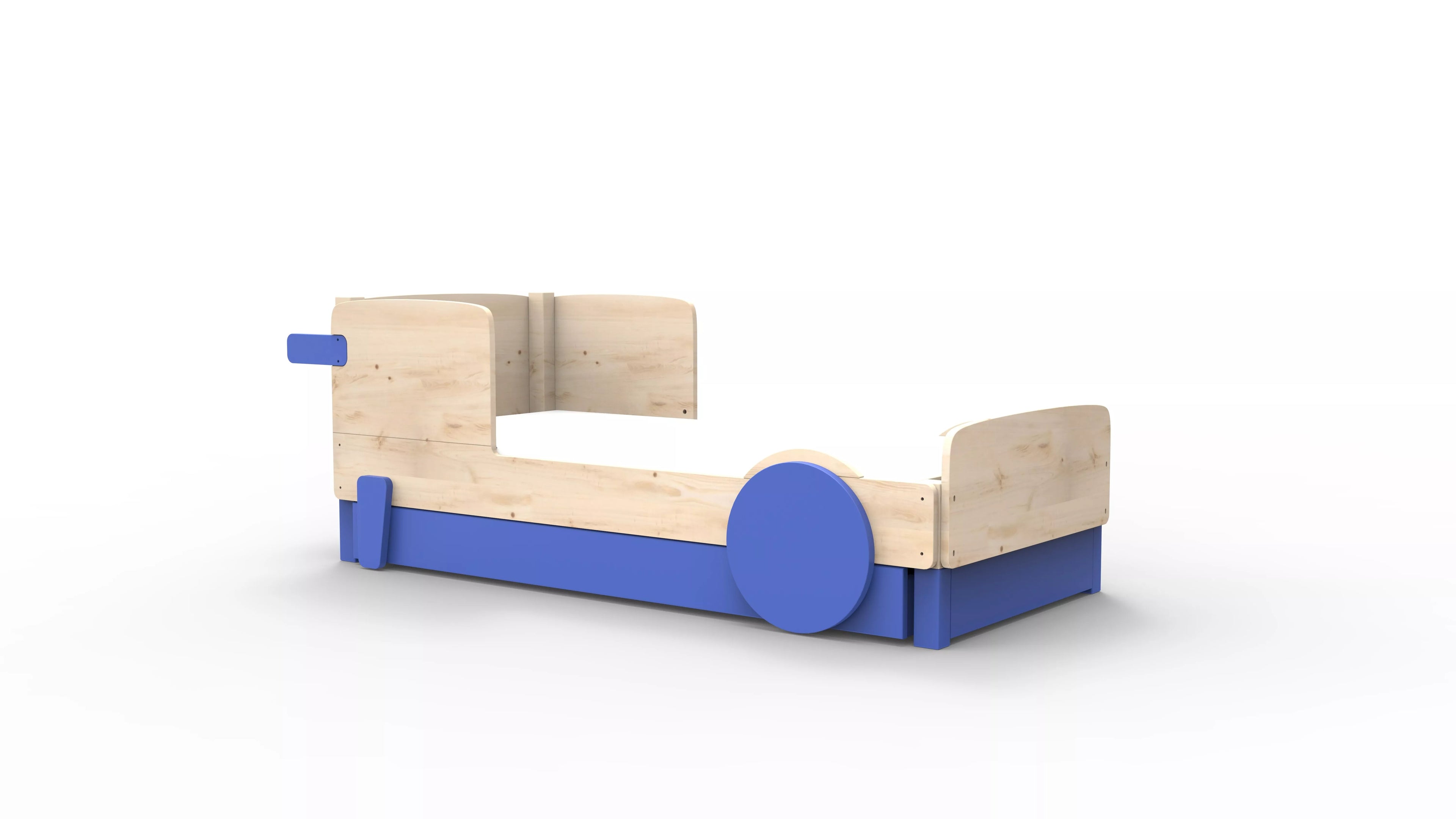 lit montessori simple en bois massif bleu marseille avec tiroir