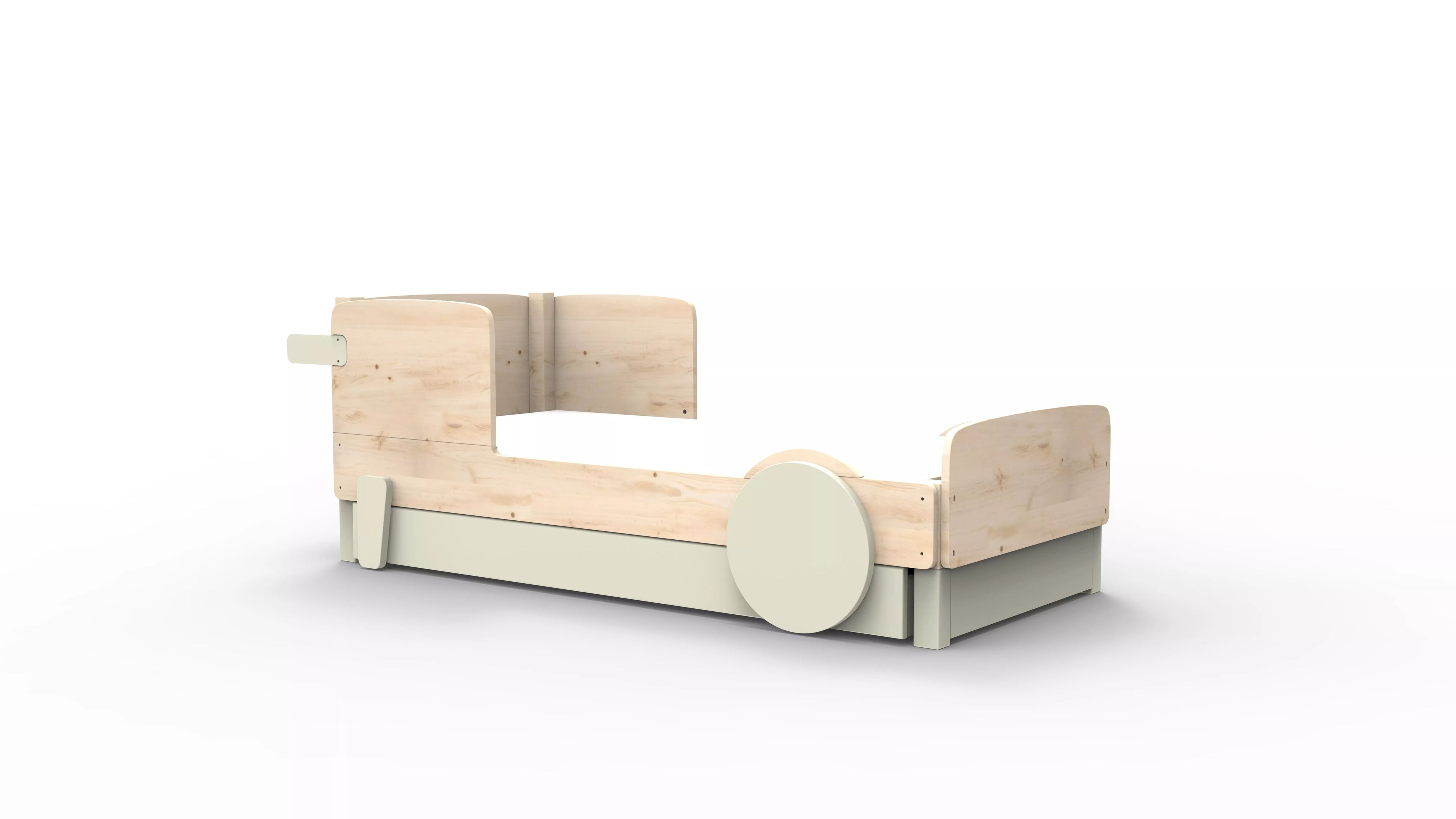 lit montessori simple en bois massif greige avec tiroir