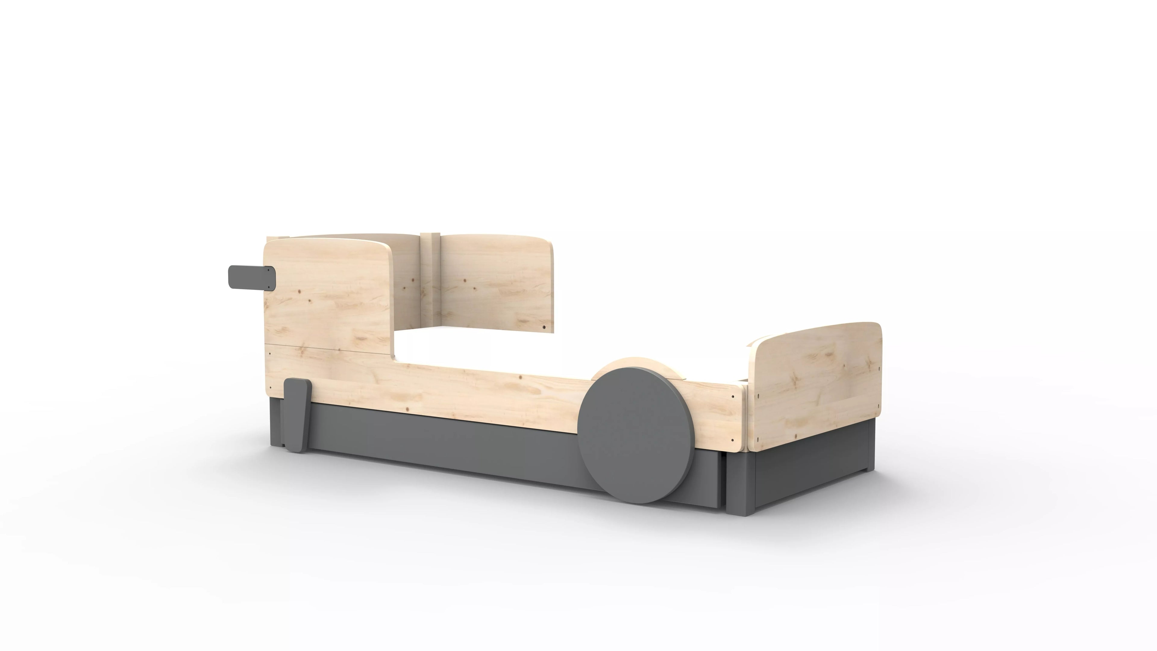 lit montessori simple en bois massif gris basalte avec tiroir