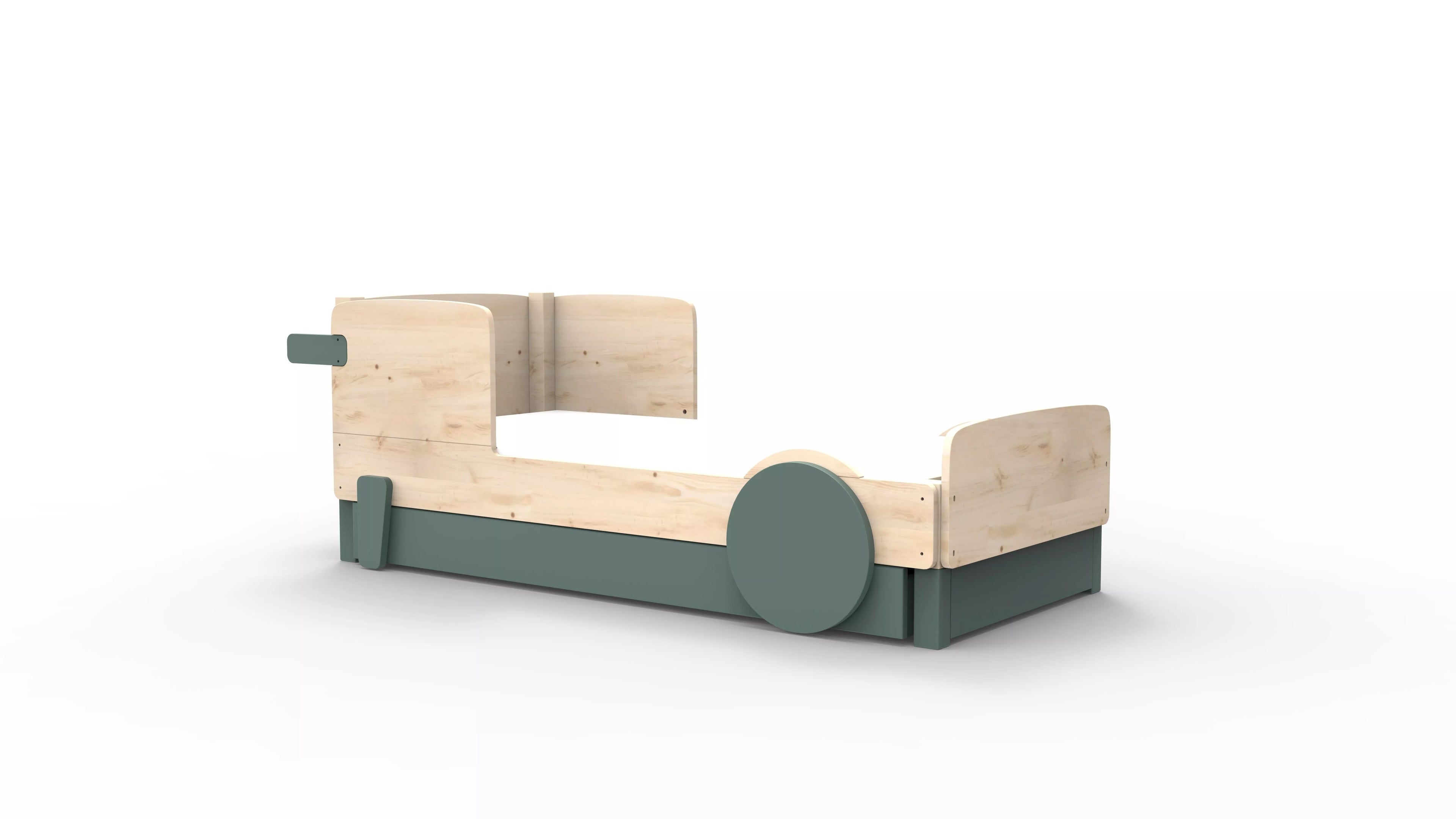 lit montessori simple en bois massif gris orage avec tiroir