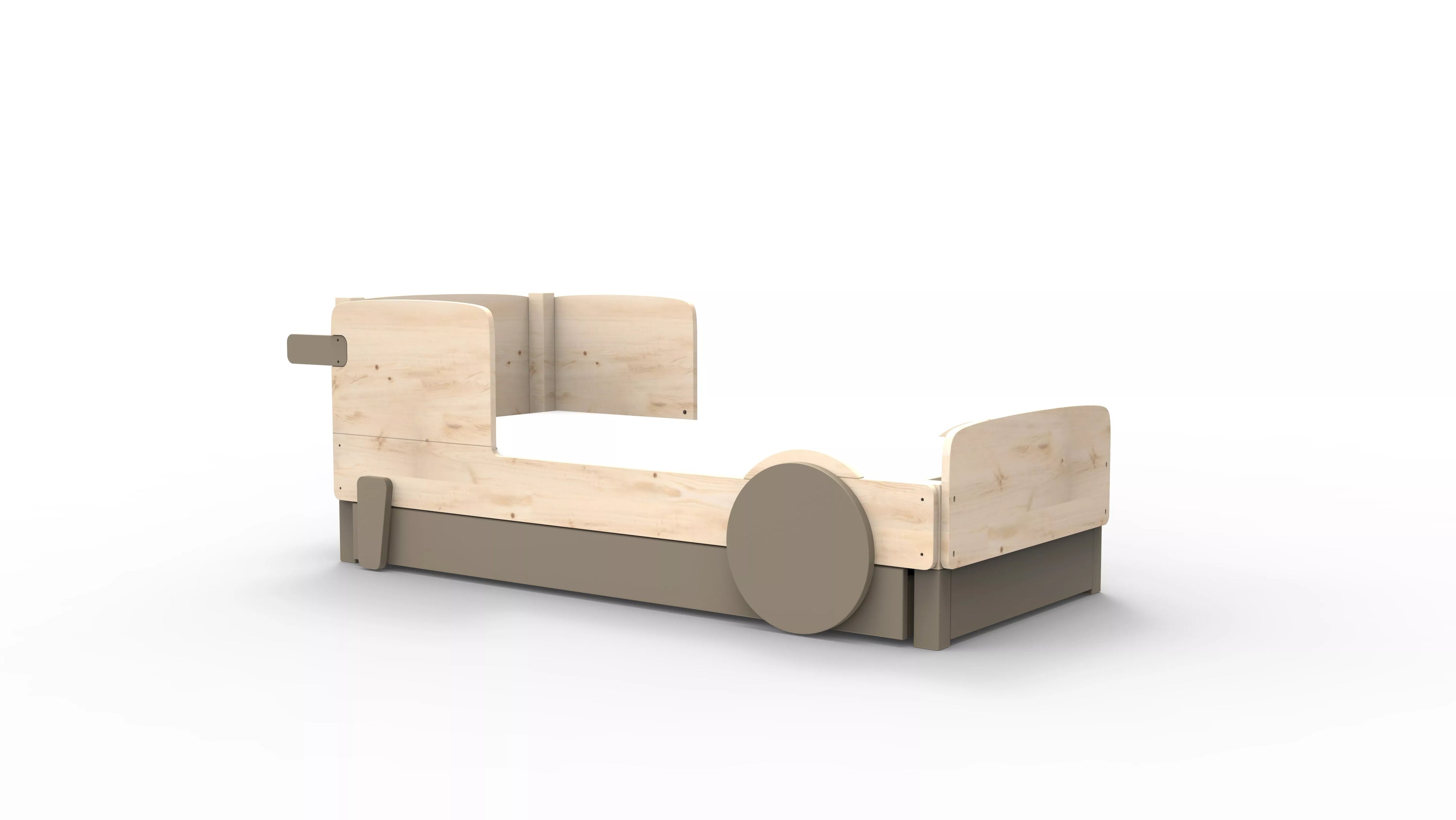 lit montessori simple en bois massif couleur lin avec tiroir