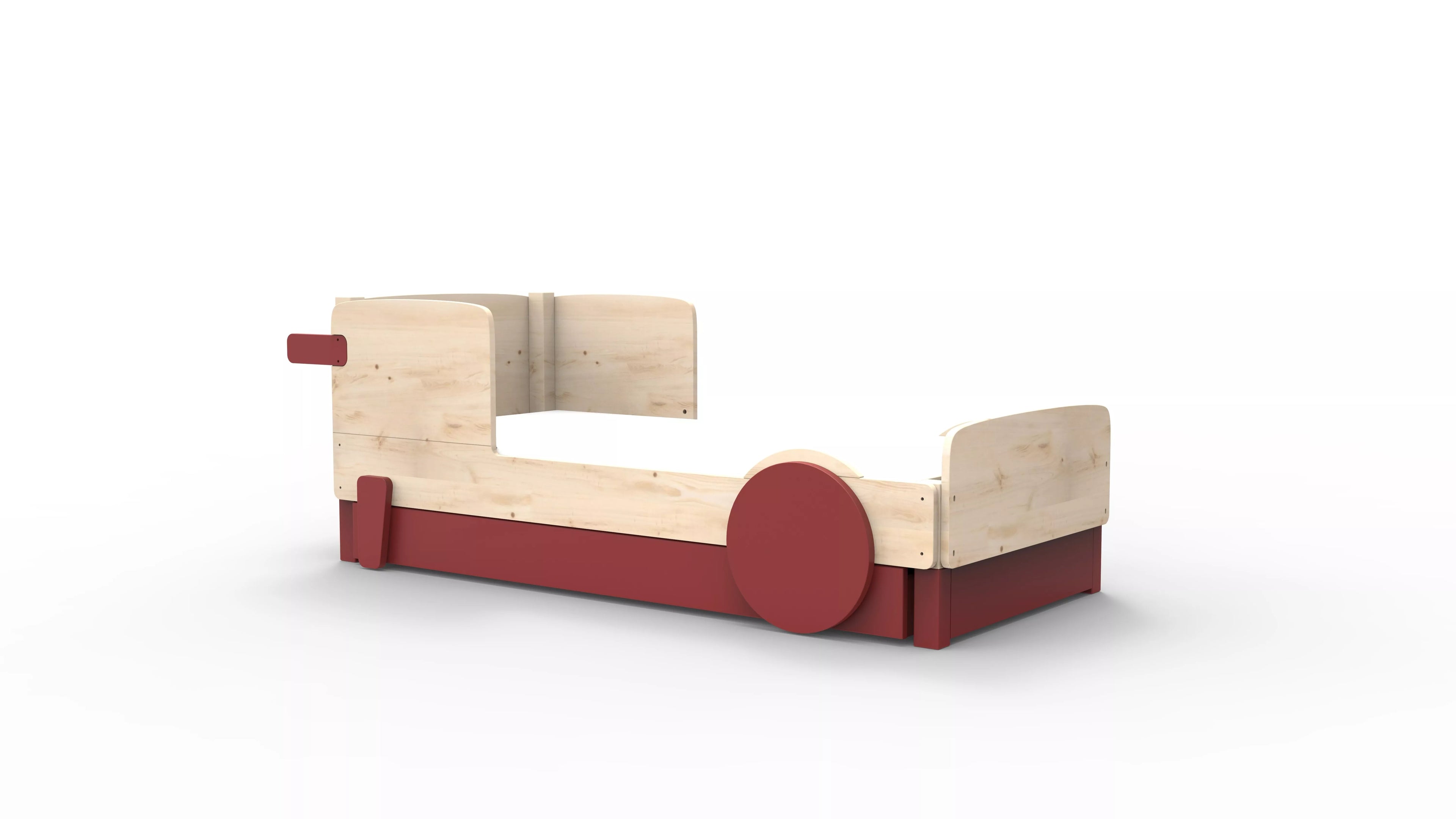 lit montessori simple en bois massif marsala avec tiroir