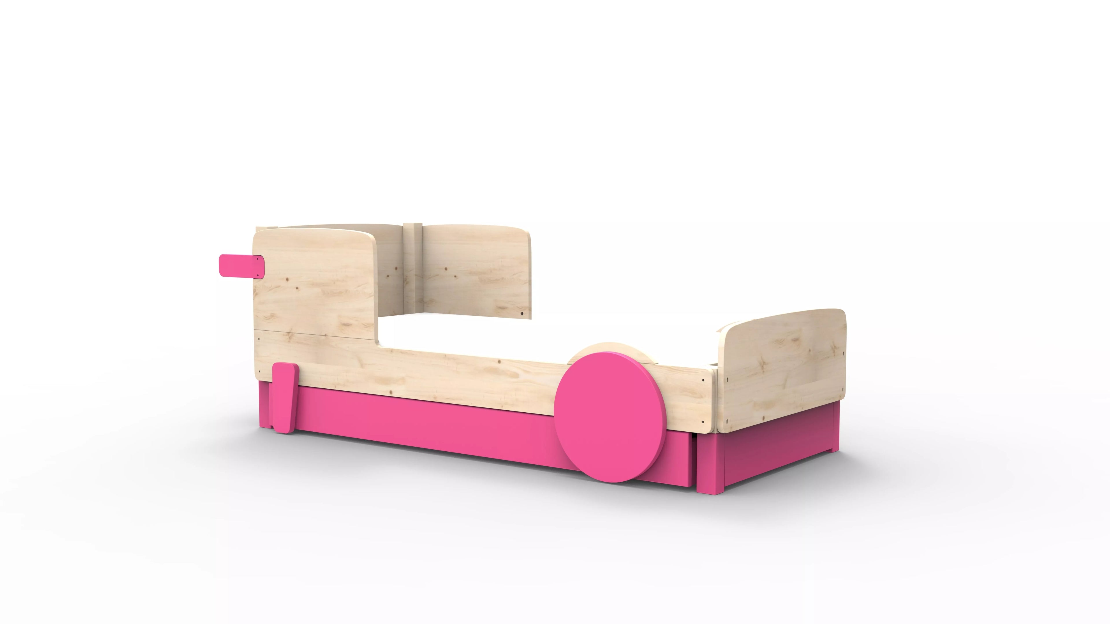lit montessori simple en bois massif rose ete avec tiroir