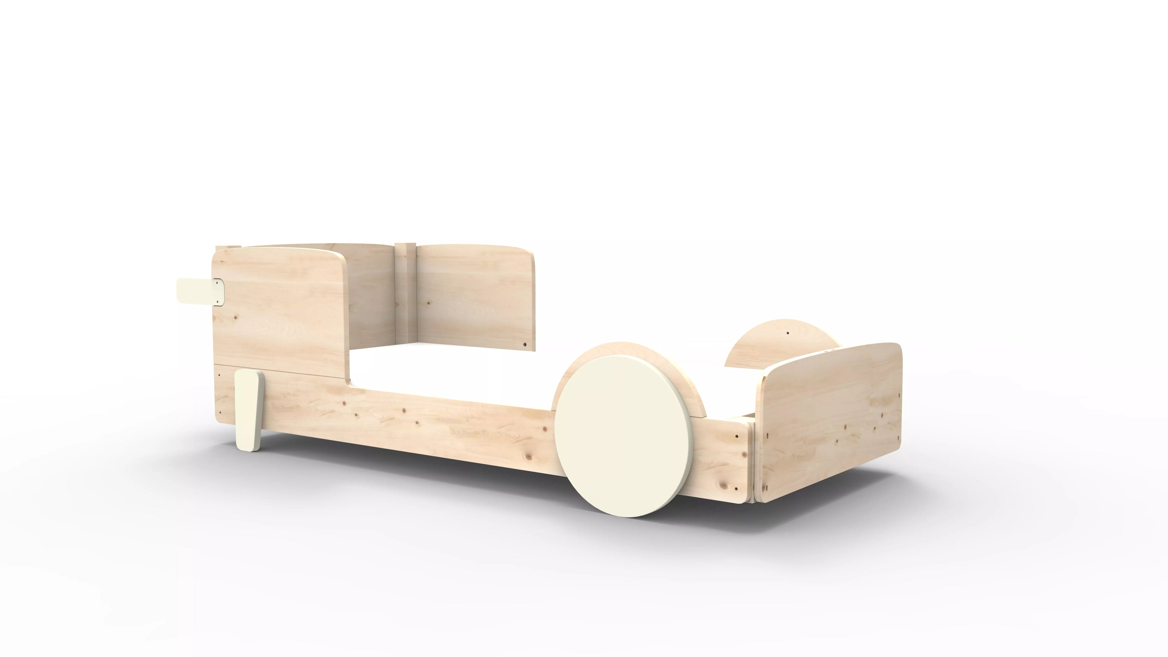 lit montessori simple en bois massif beige ivoire sans tiroir