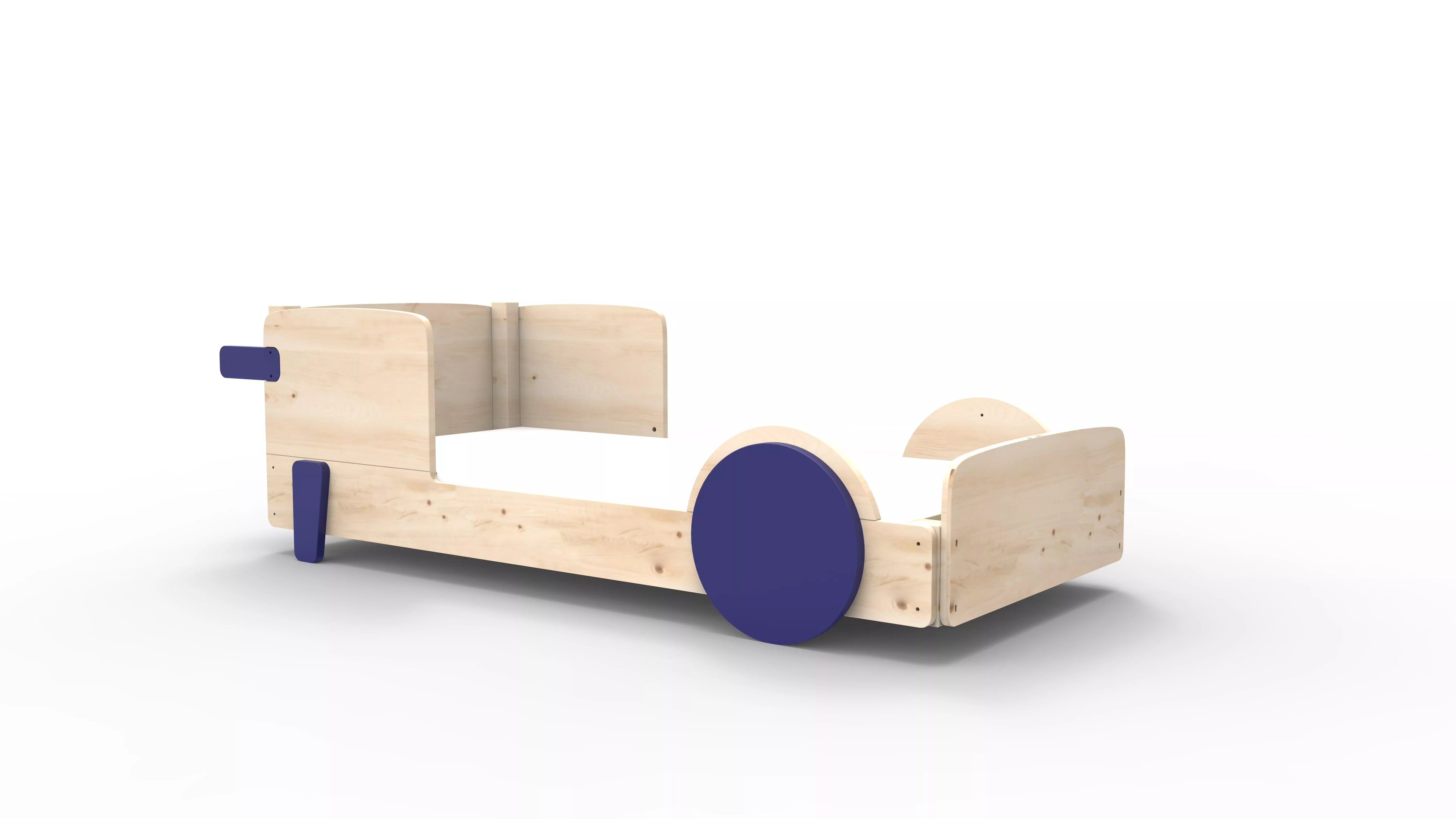 lit montessori simple en bois massif bleu atlantic sans tiroir