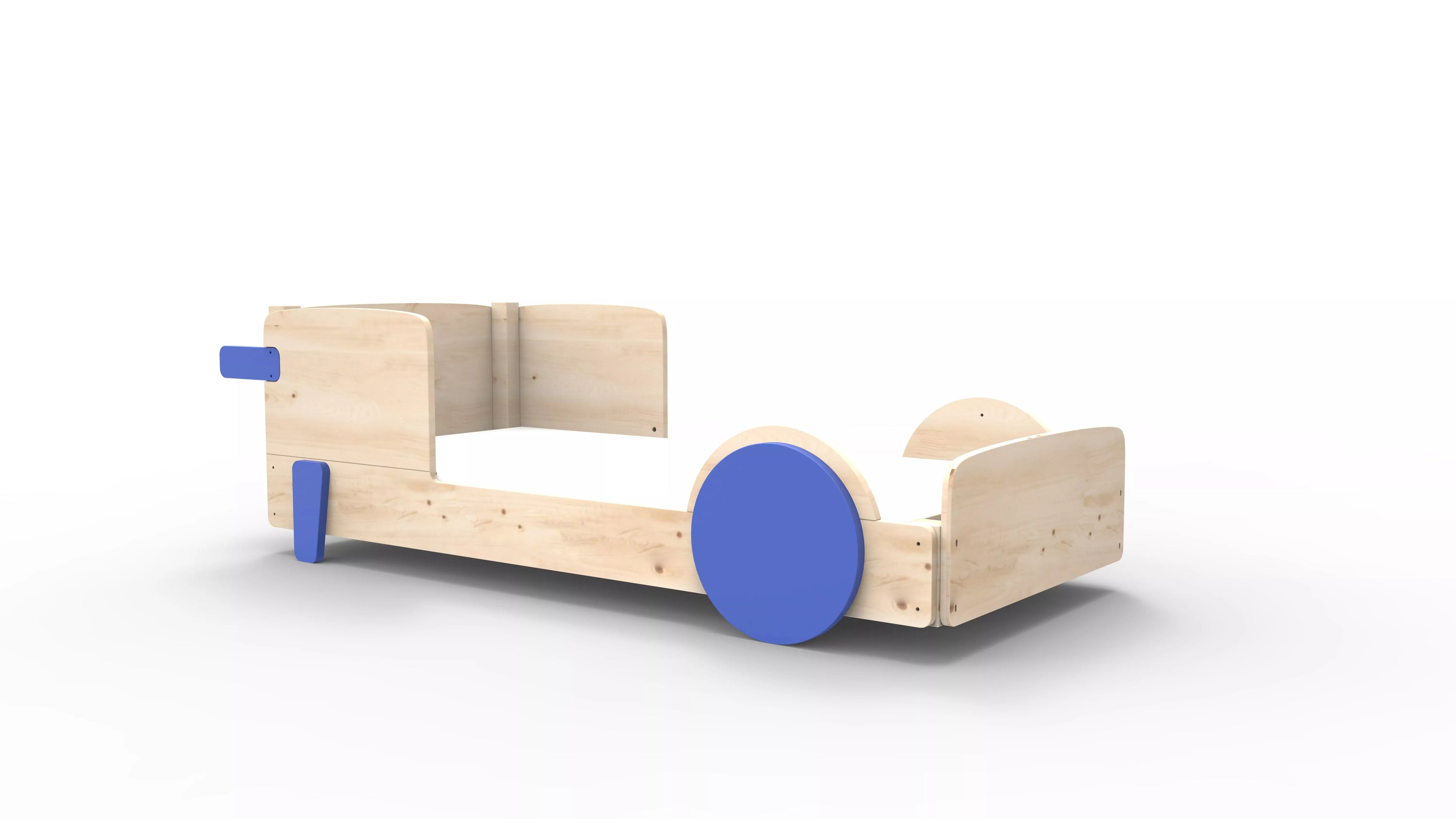 lit montessori simple en bois massif bleu marseille sans tiroir