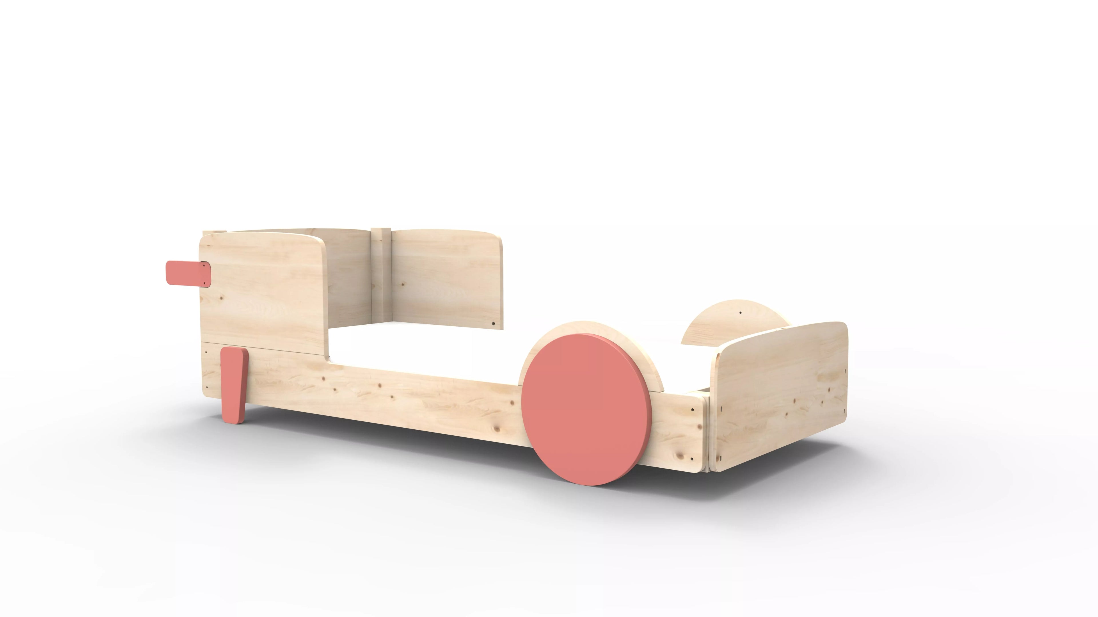 lit montessori simple en bois massif corail sans tiroir