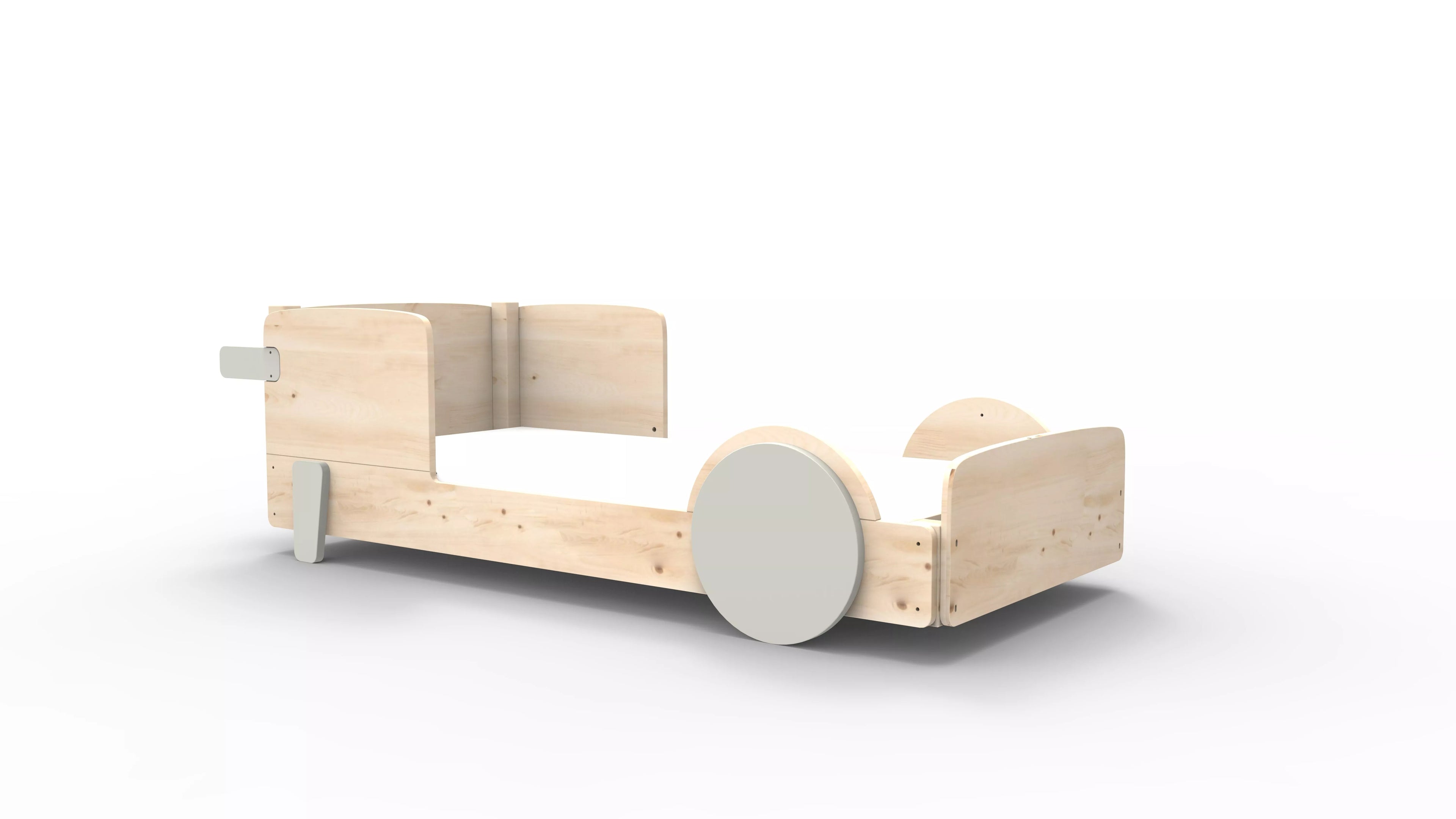 lit montessori simple en bois massif gris perle sans tiroir