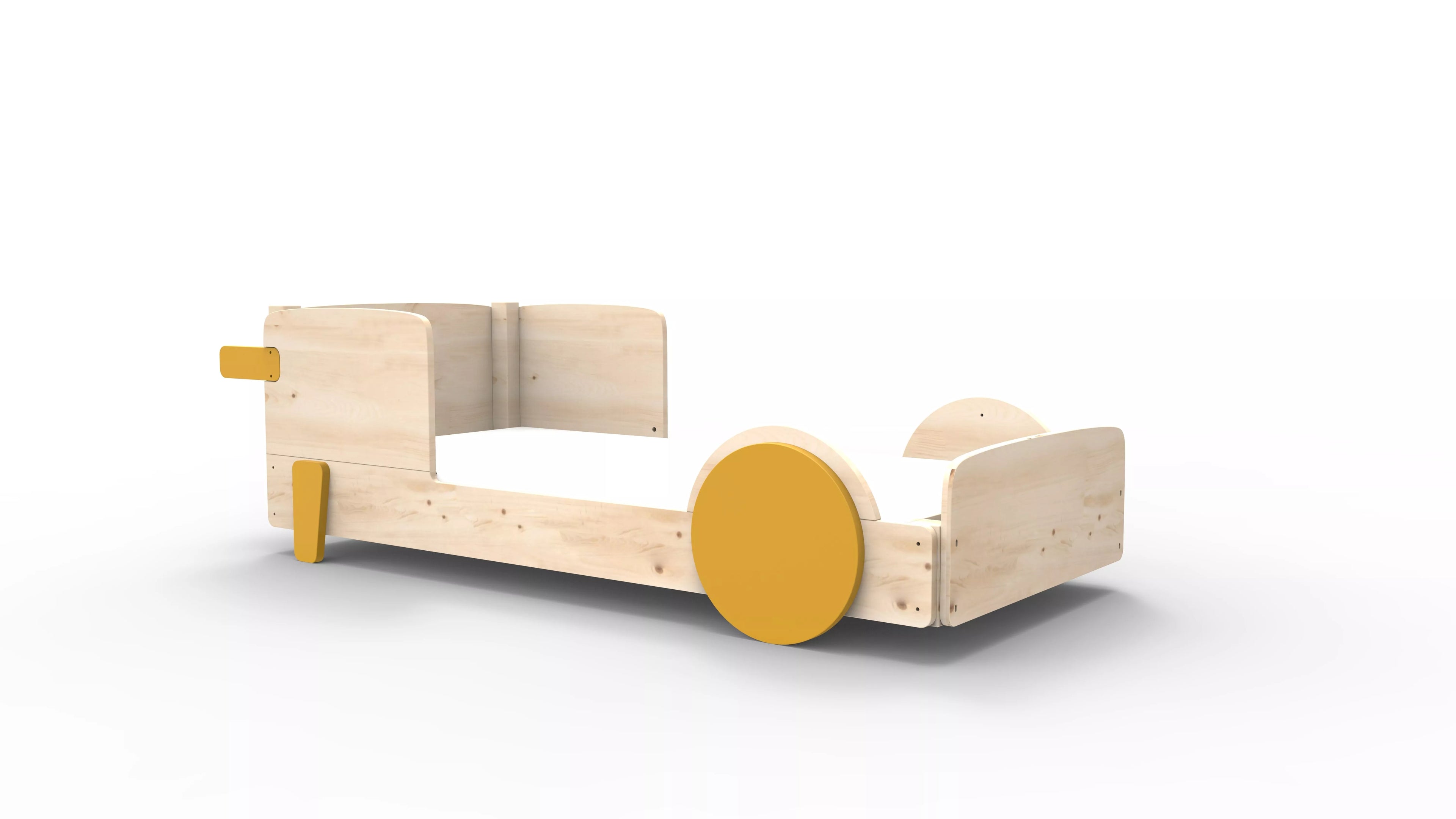 lit montessori simple en bois massif ocre sans tiroir