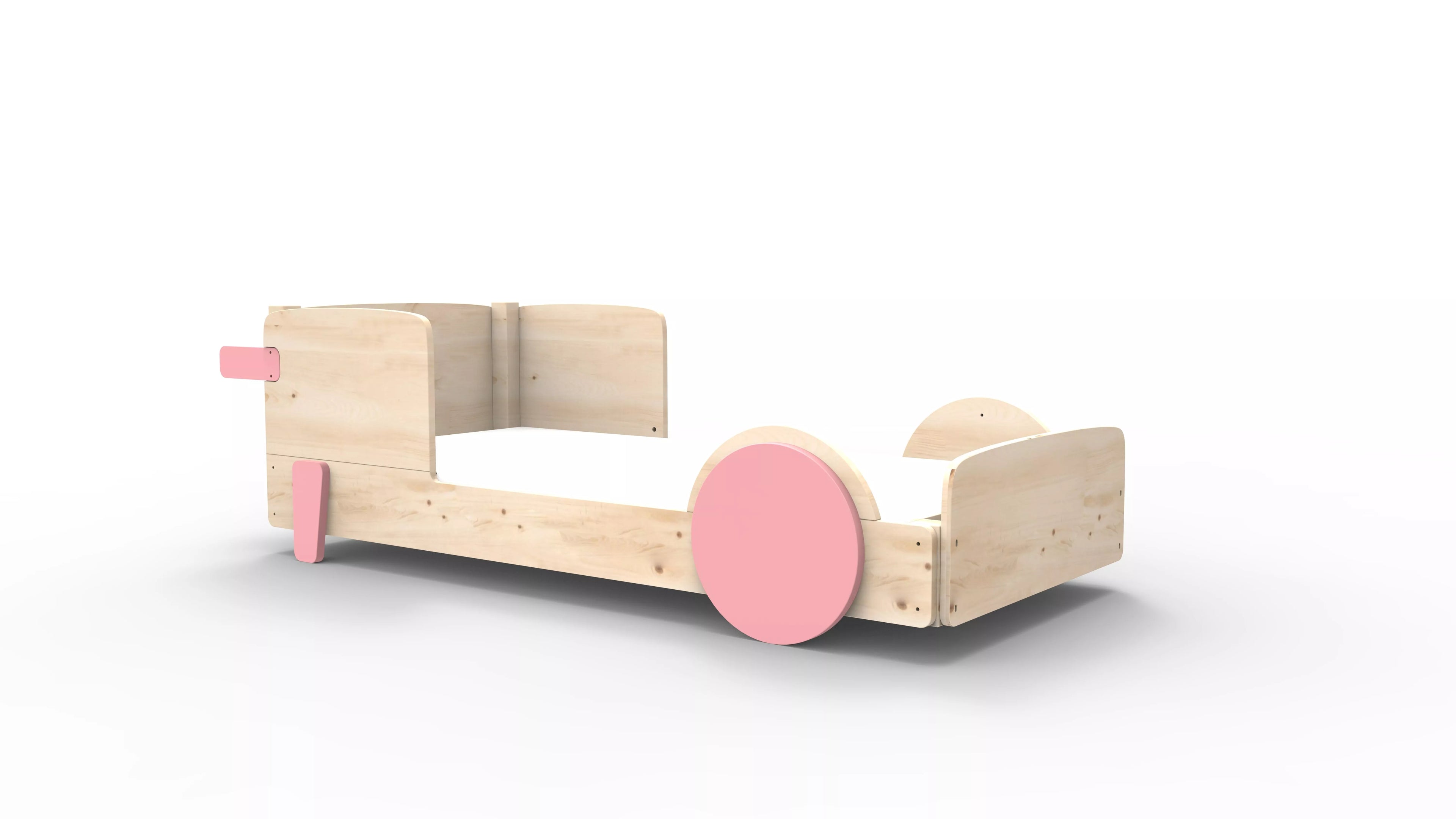 lit montessori simple en bois massif rose tres clair sans tiroir