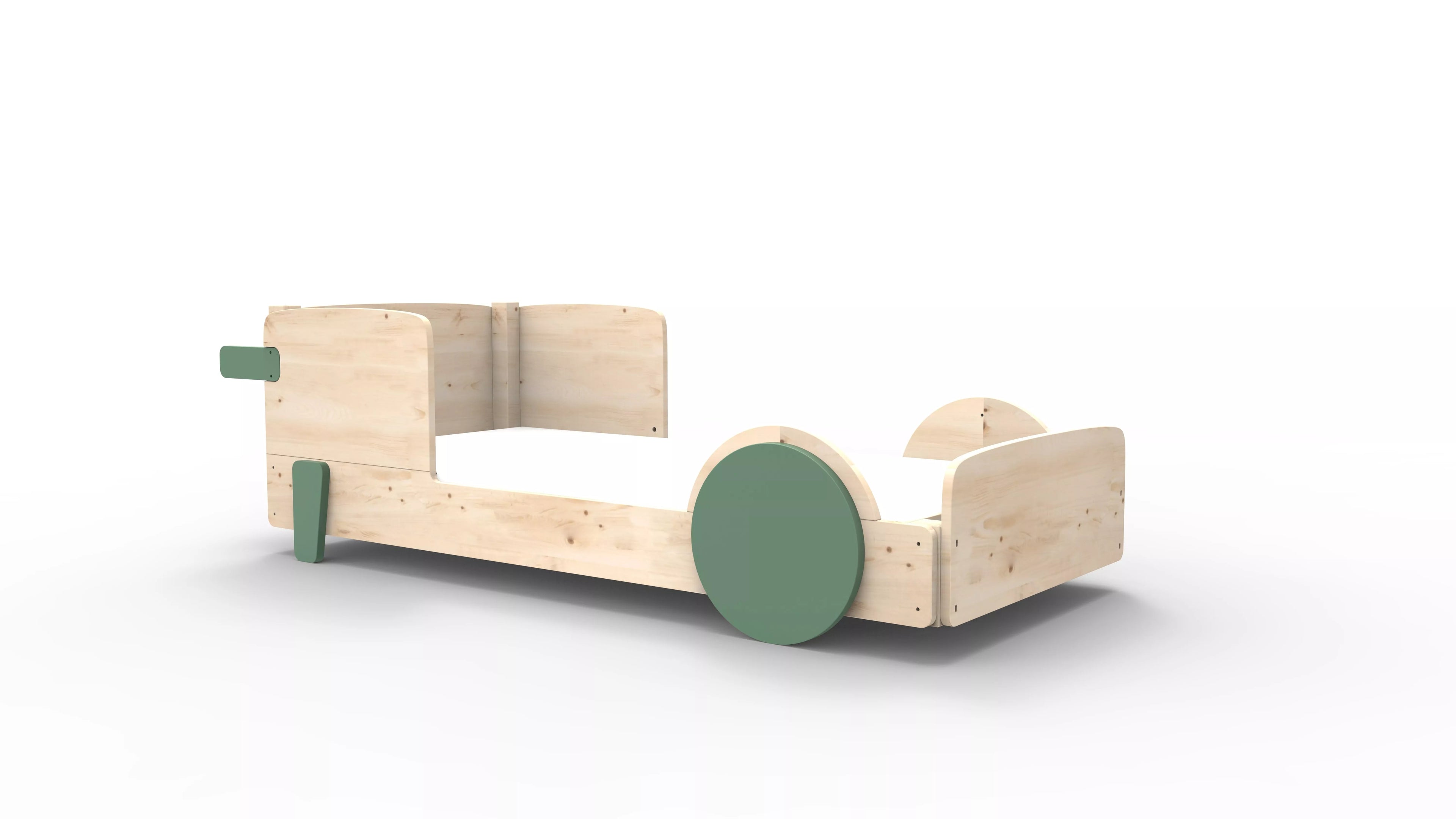 lit montessori simple en bois massif vert jungle sans tiroir