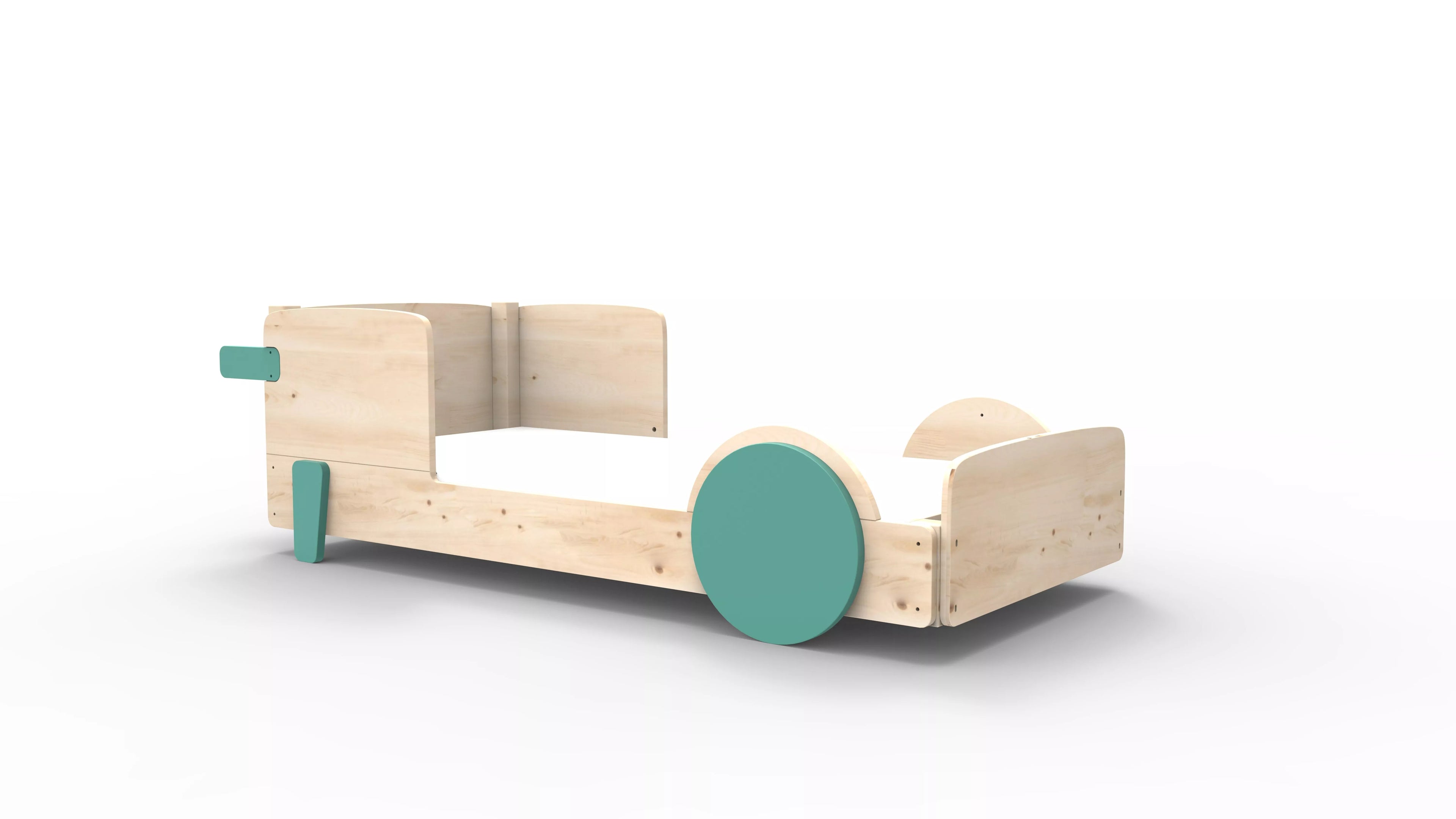 lit montessori simple en bois massif vert leger sans tiroir