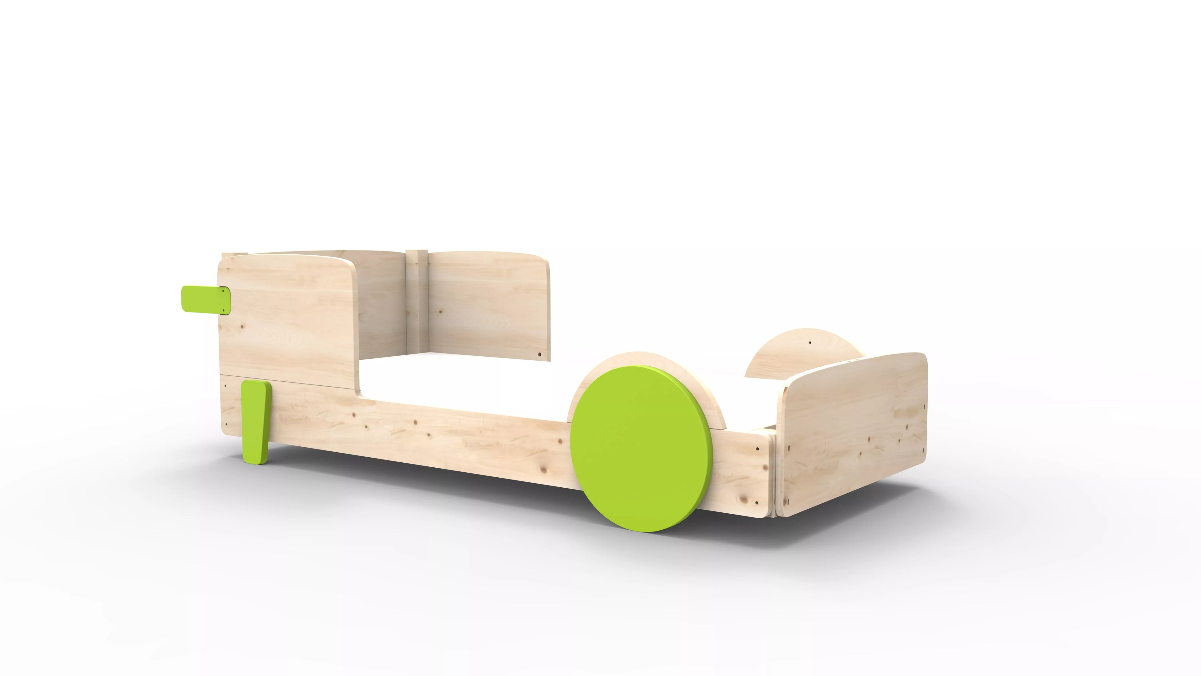 lit montessori simple en bois massif vert pomme sans tiroir