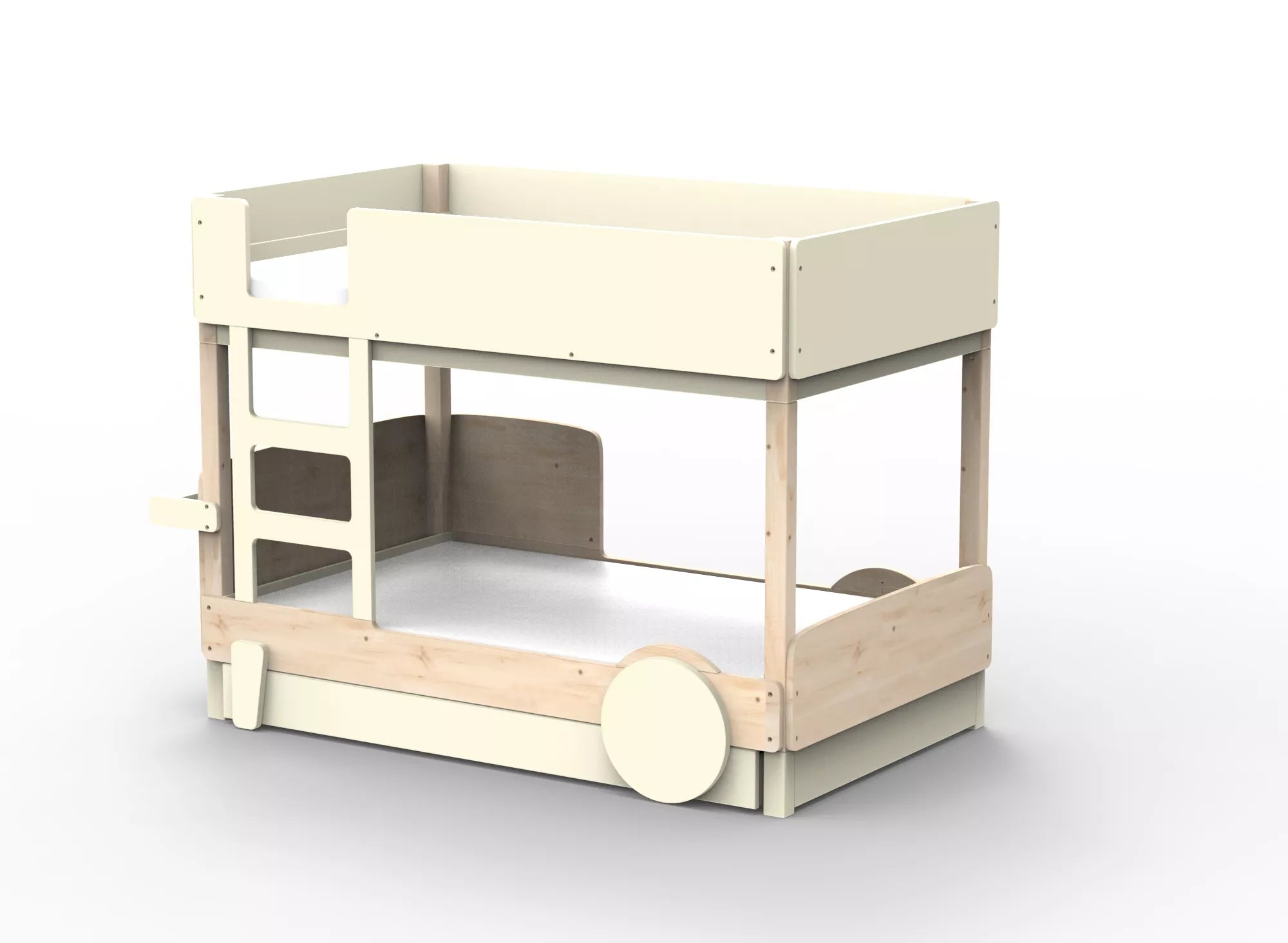 Lit Montessori superposé avec tiroir en bois massif - Éveil