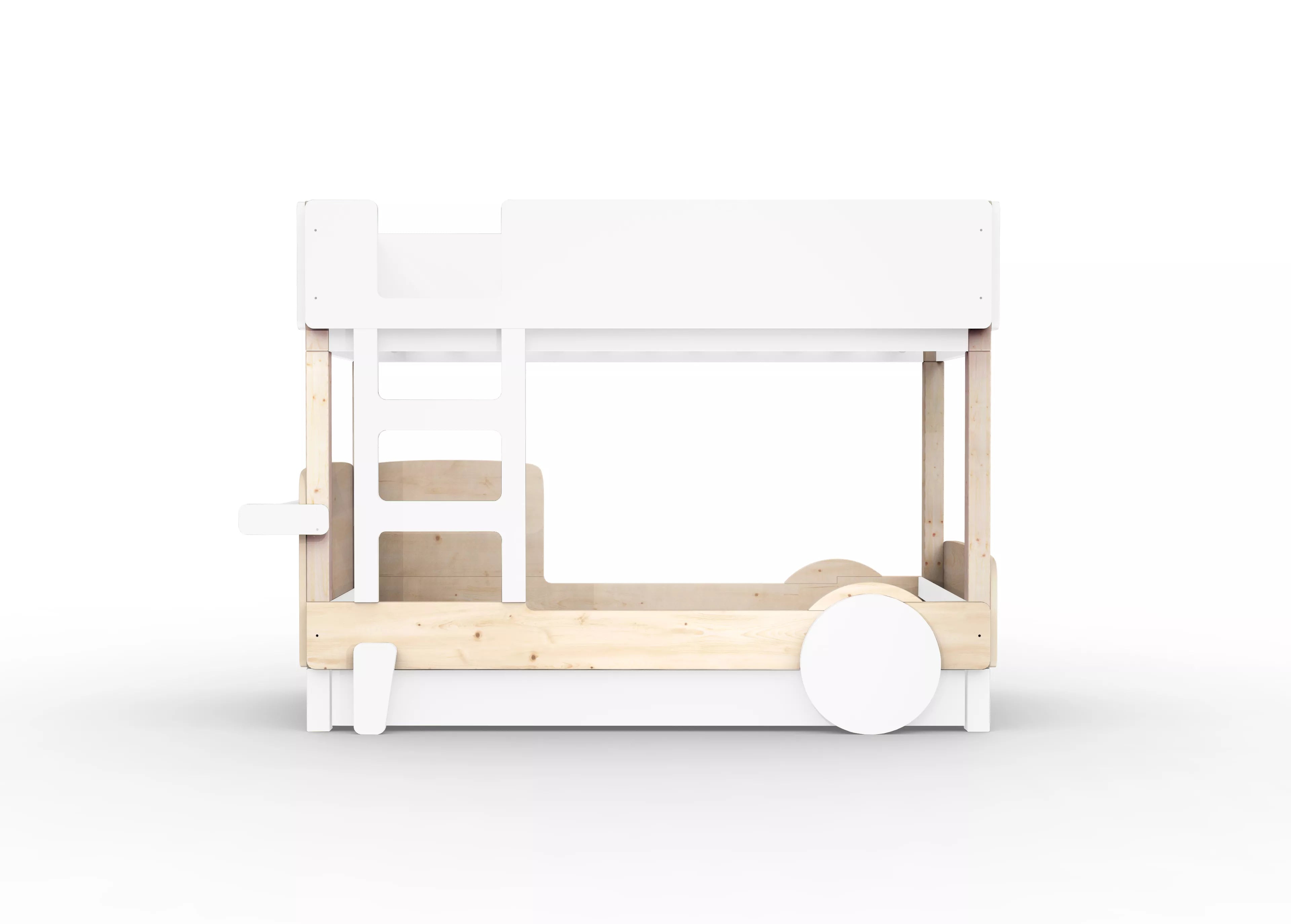 lit superpose en bois massif blanc avec tiroir
