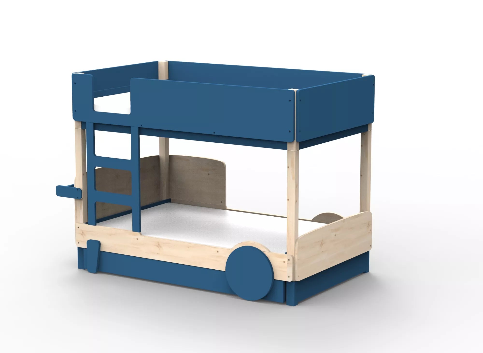 Lit Montessori superposé avec tiroir en bois massif - Éveil