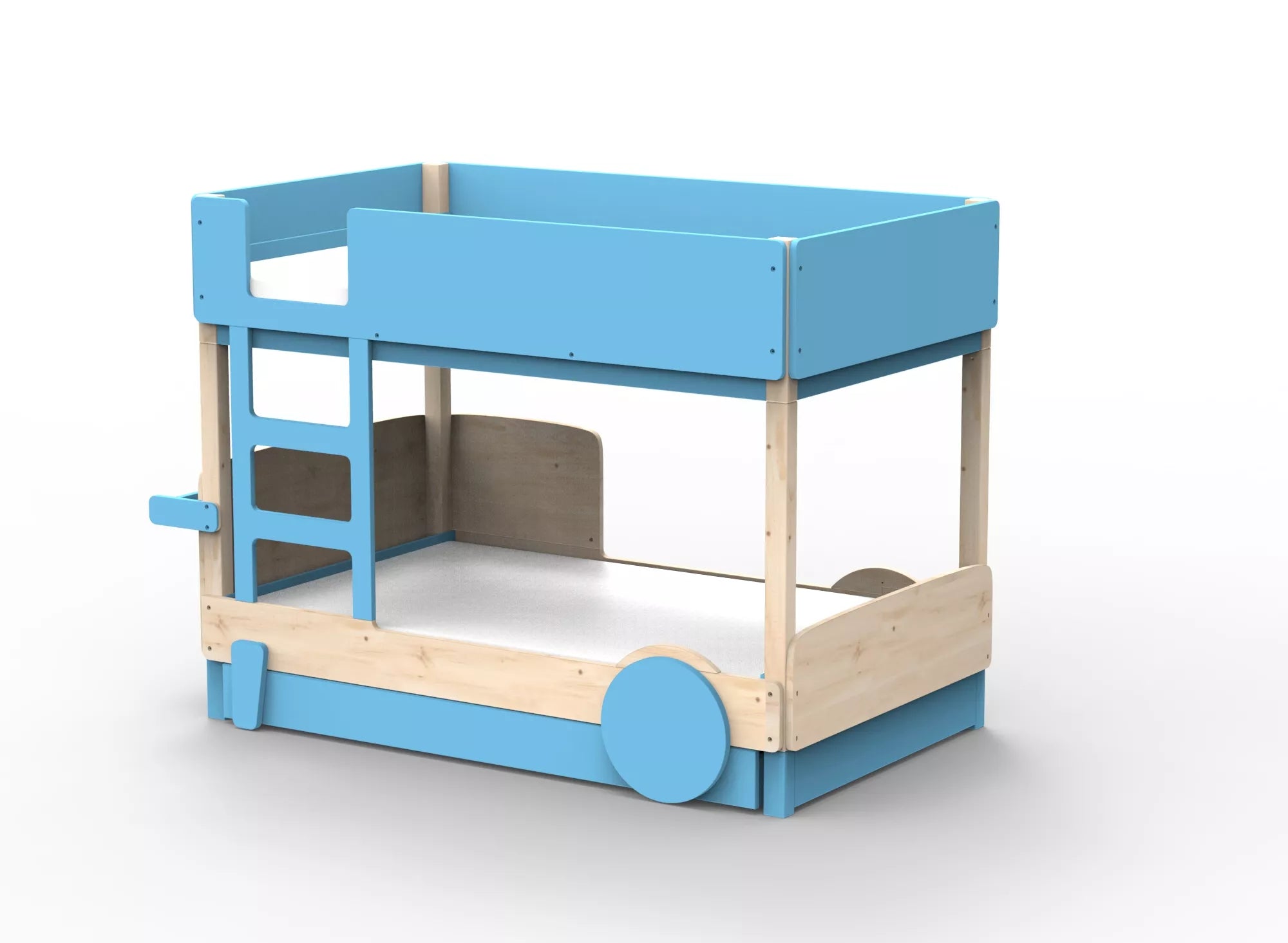 Lit Montessori superposé avec tiroir en bois massif - Éveil