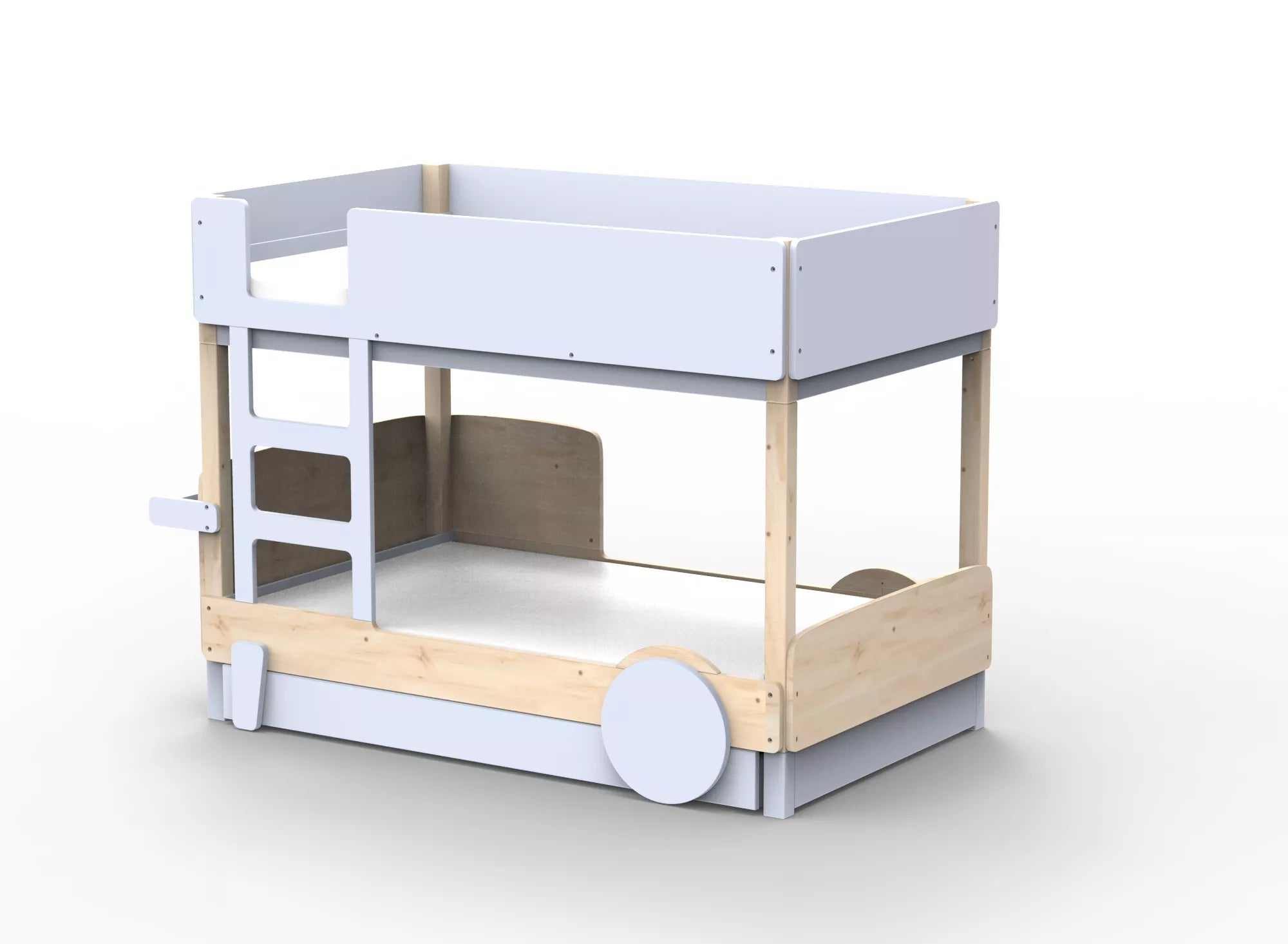 Lit Montessori superposé avec tiroir en bois massif - Éveil