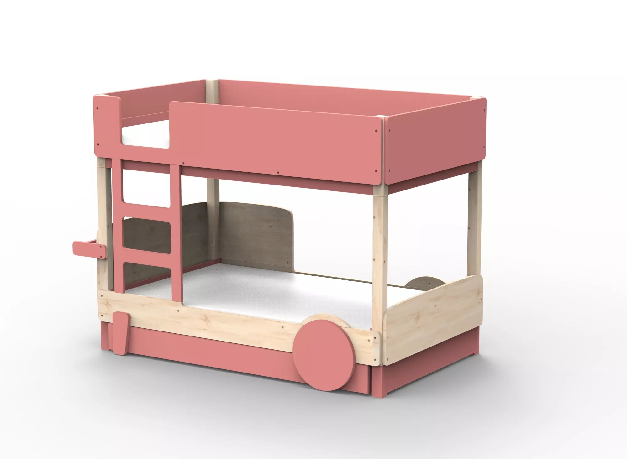 Lit Montessori superposé avec tiroir en bois massif - Éveil