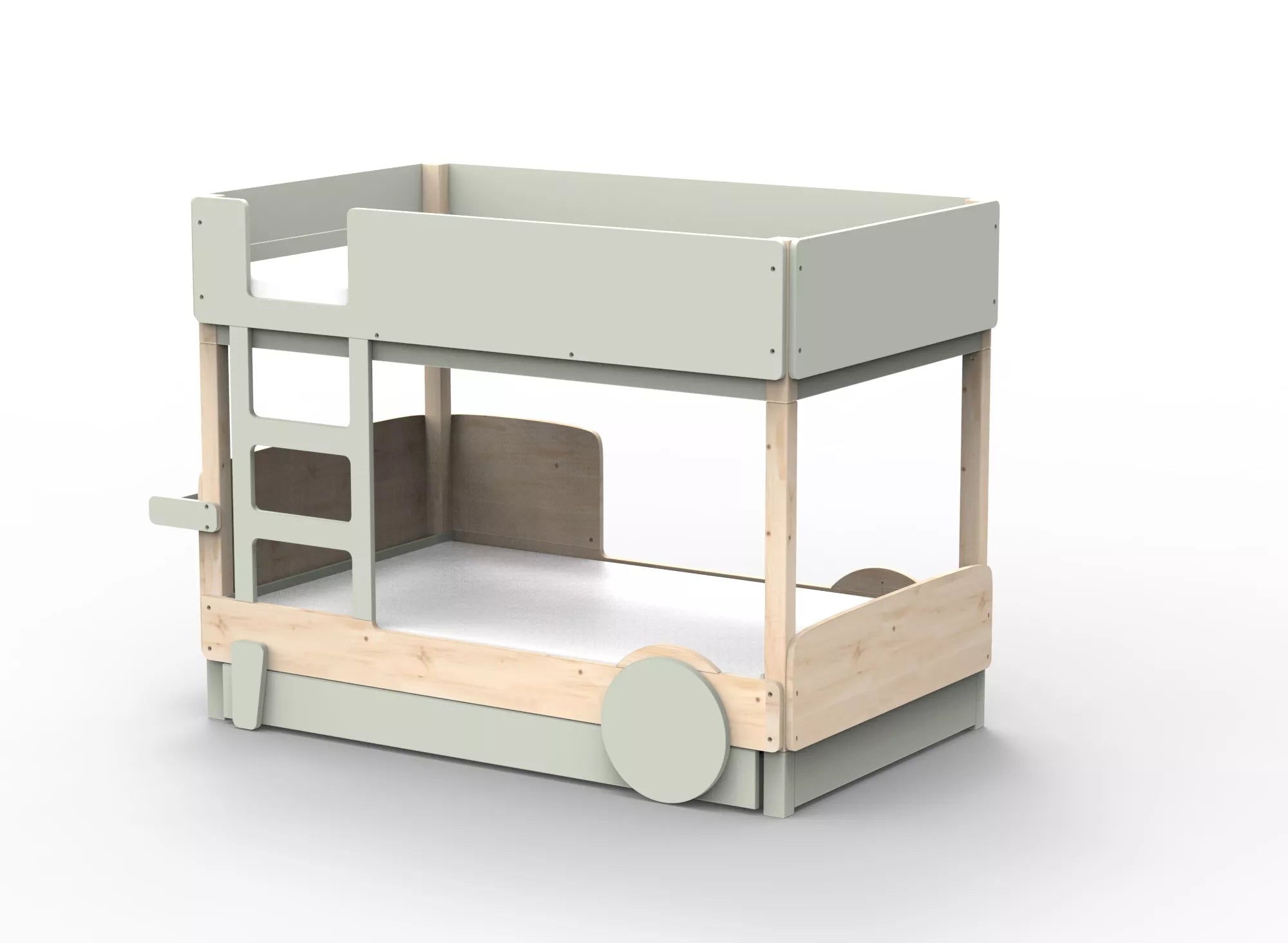 Lit Montessori superposé avec tiroir en bois massif - Éveil