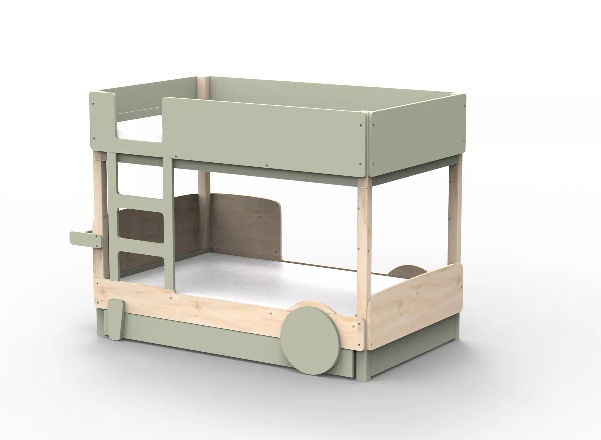 Lit Montessori superposé avec tiroir en bois massif - Éveil