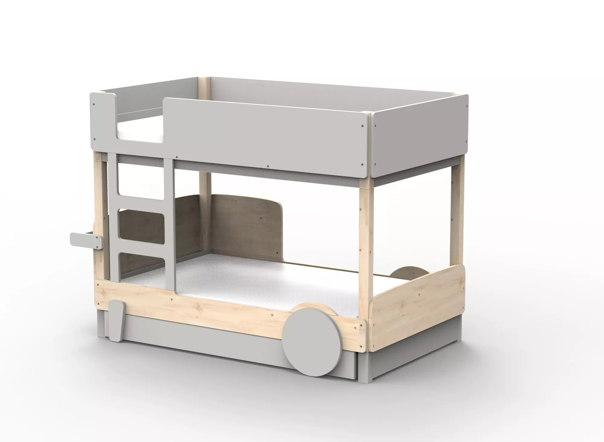 Lit Montessori superposé avec tiroir en bois massif - Éveil