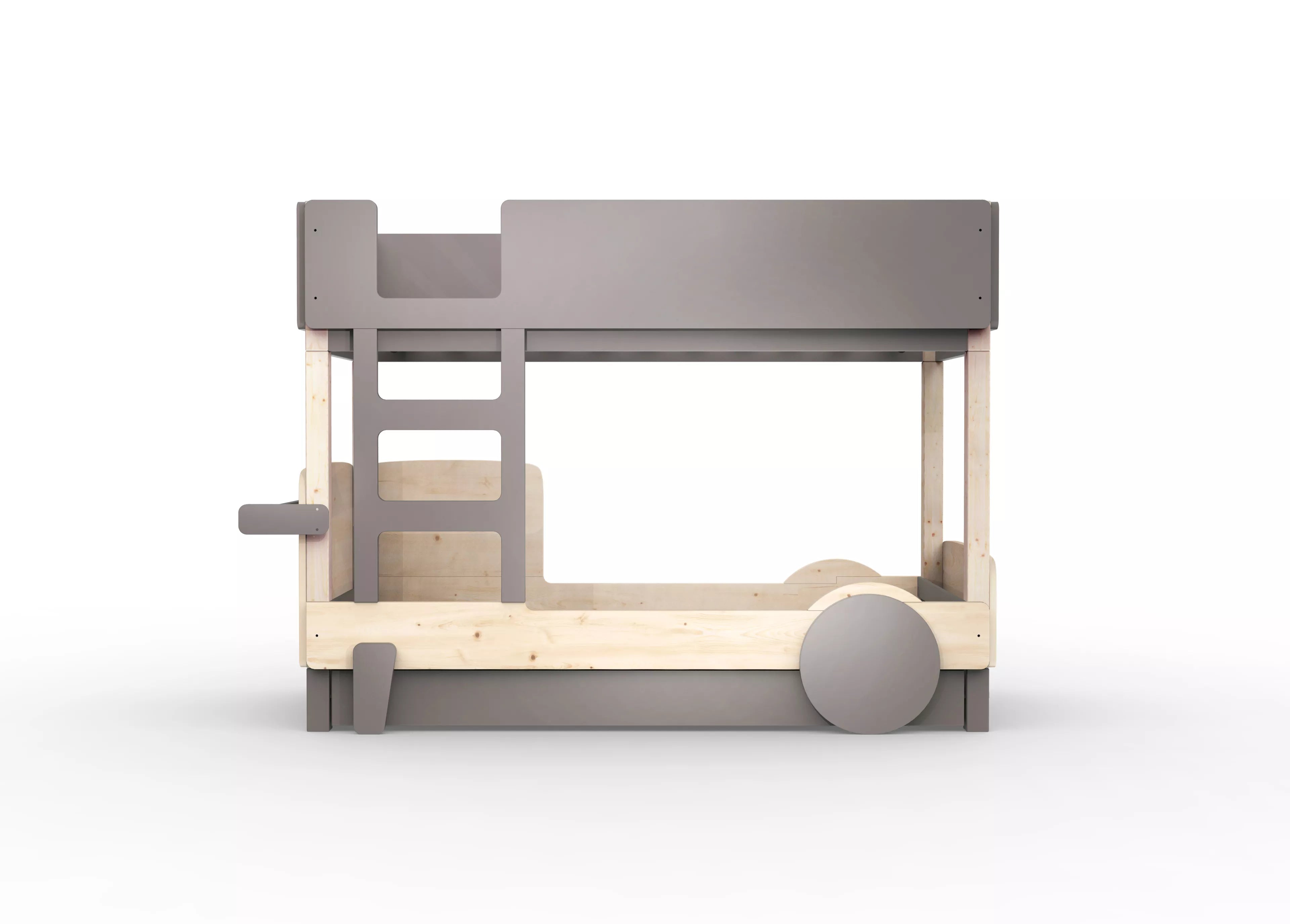 lit superpose en bois massif couleur lin avec tiroir