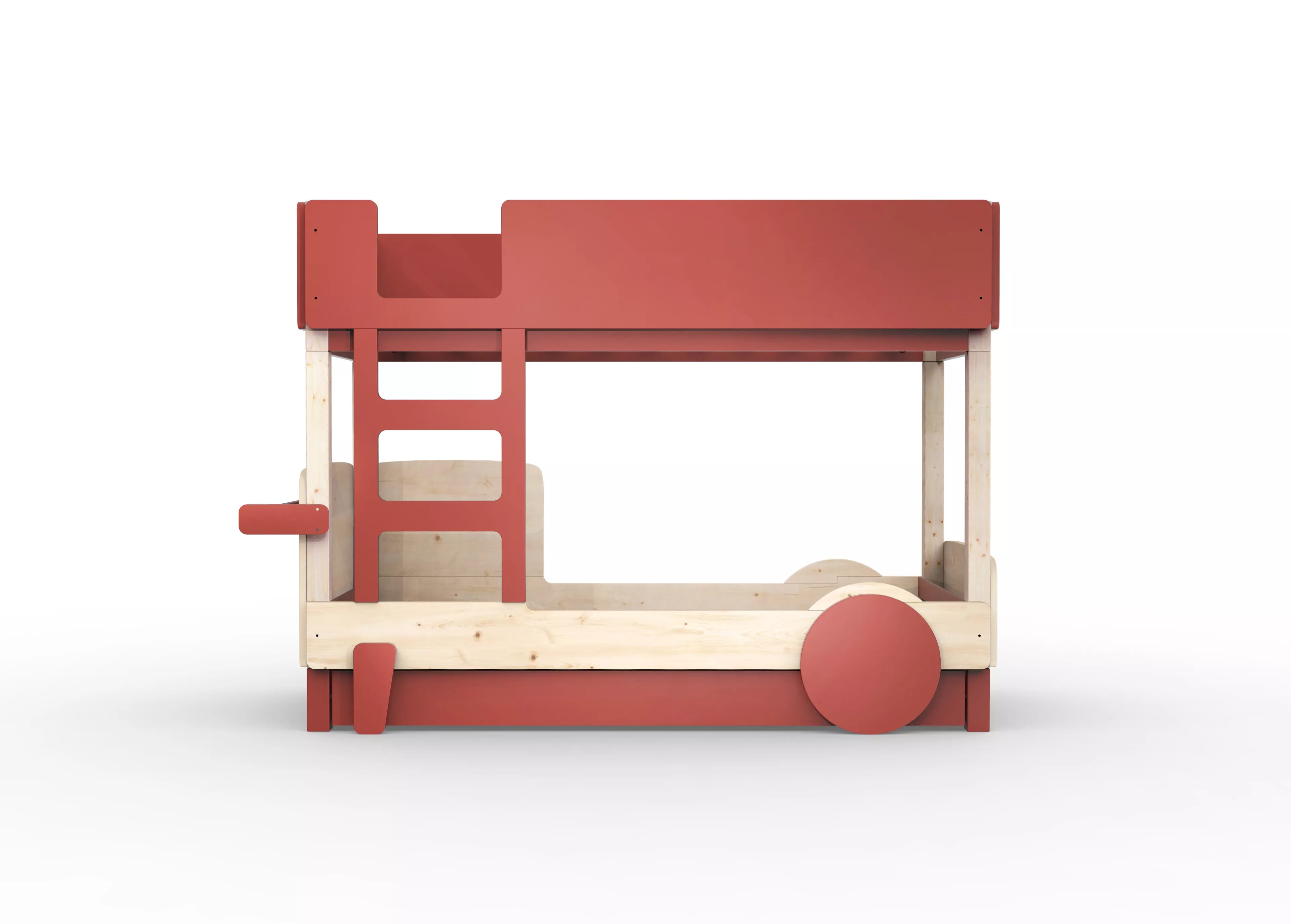 lit superpose en bois massif marsala avec tiroir