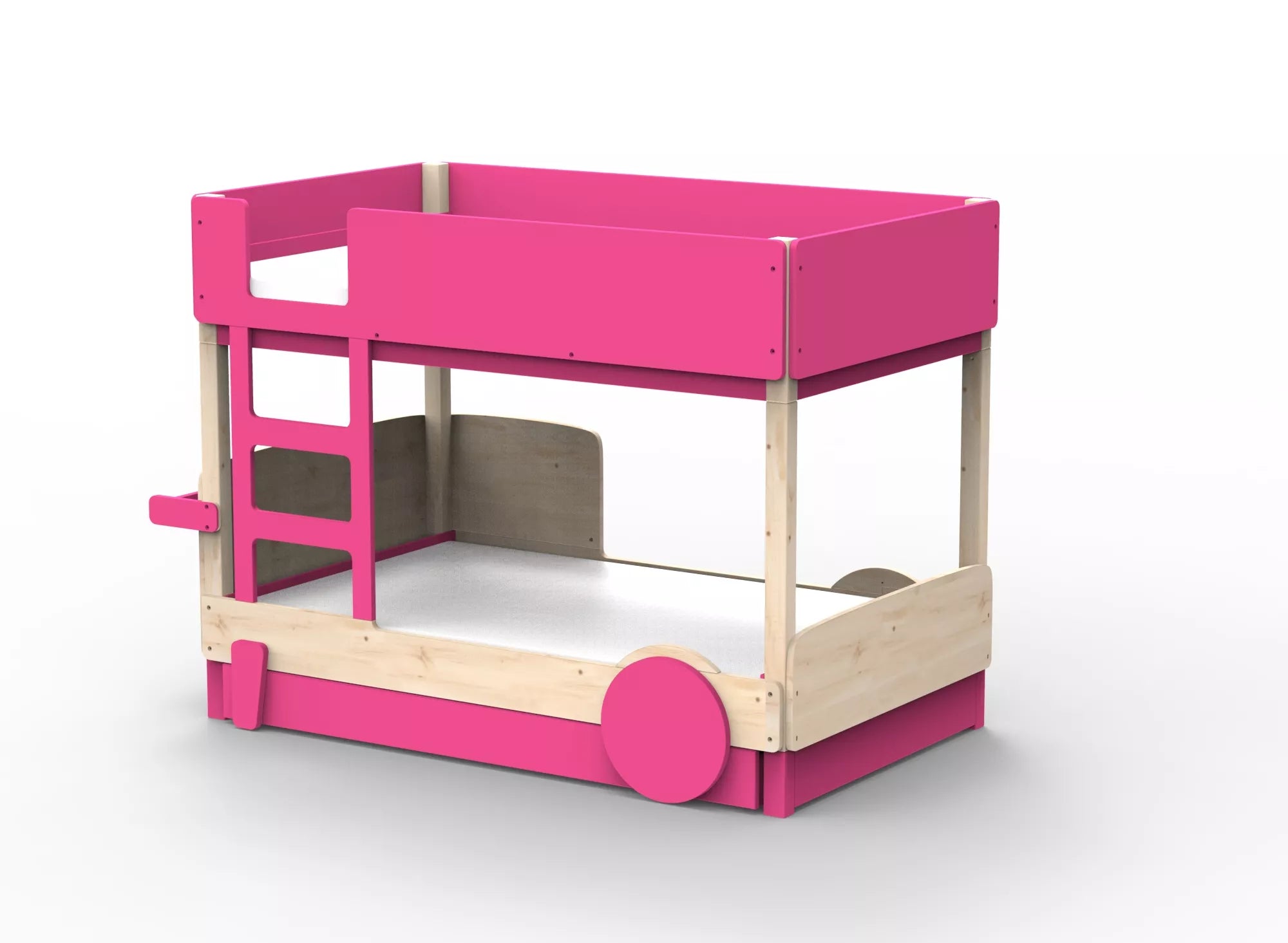 Lit Montessori superposé avec tiroir en bois massif - Éveil