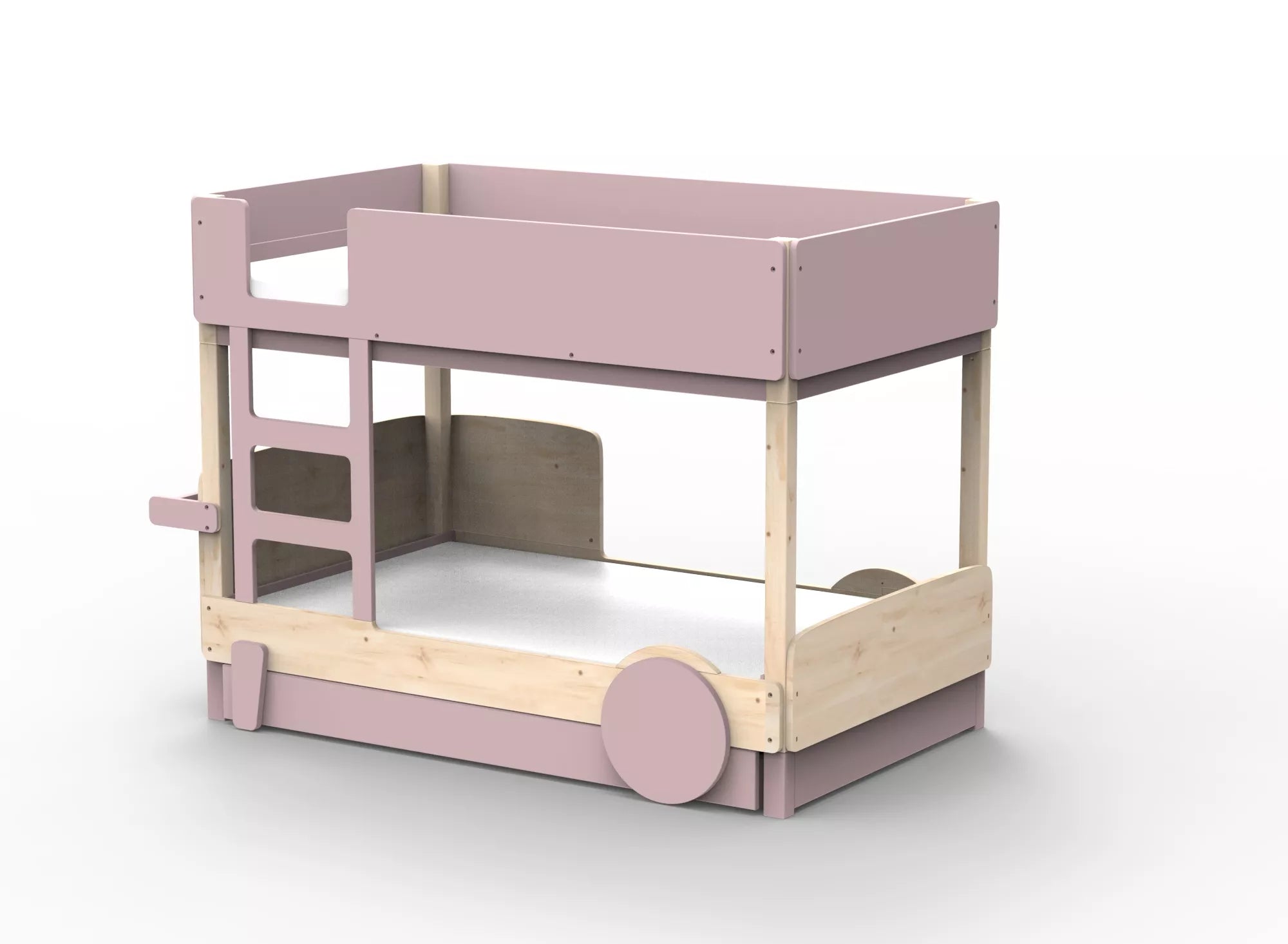 Lit Montessori superposé avec tiroir en bois massif - Éveil